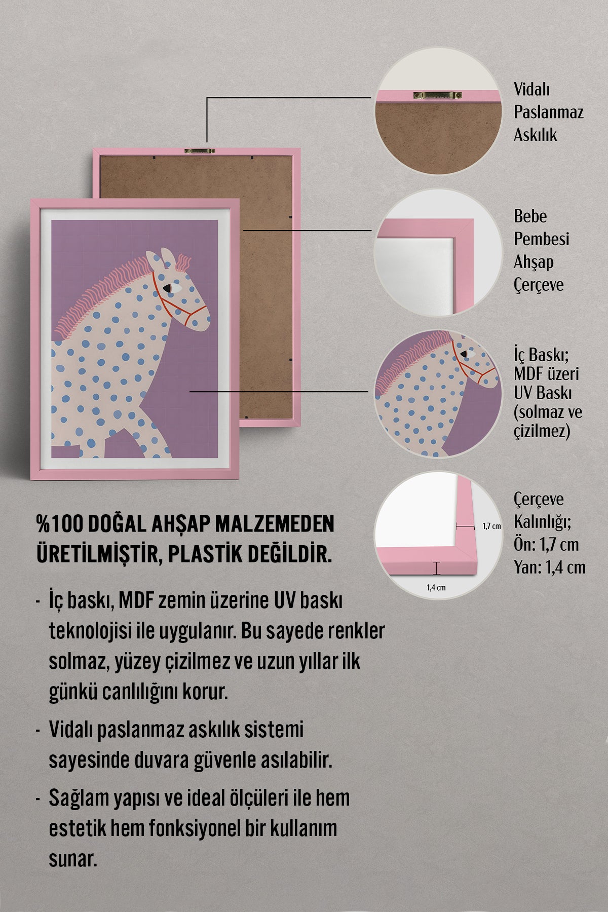 HOMEPACK Ahşap Çerçeveli Tablo Çerçeveli Poster Sanatsal Modern Duvar Dekoru TK-739