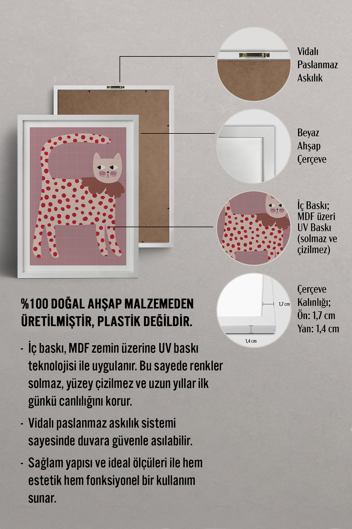 HOMEPACK Ahşap Çerçeveli Tablo Çerçeveli Poster Sanatsal Modern Duvar Dekoru TK-740