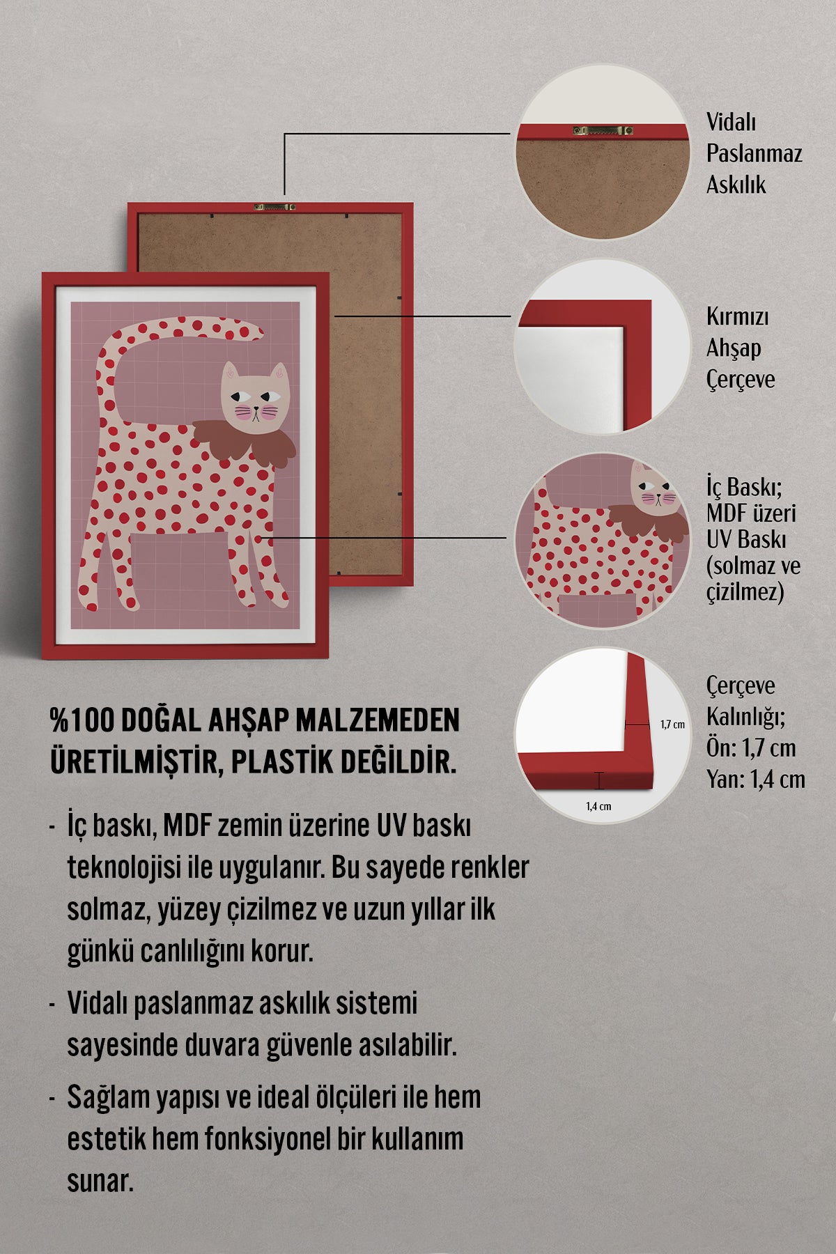 HOMEPACK Ahşap Çerçeveli Tablo Çerçeveli Poster Sanatsal Modern Duvar Dekoru TK-740
