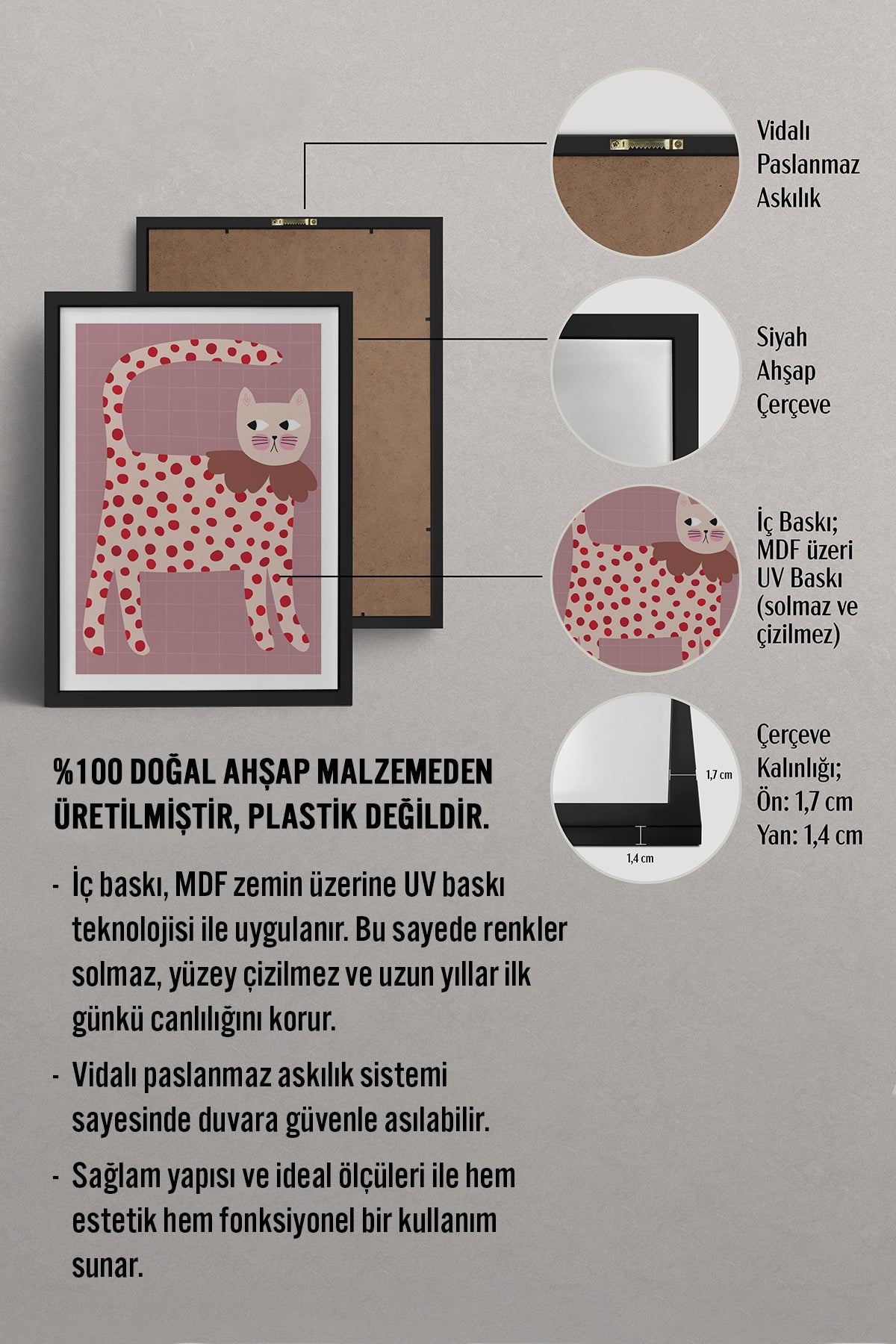 HOMEPACK Ahşap Çerçeveli Tablo Çerçeveli Poster Sanatsal Modern Duvar Dekoru TK-740