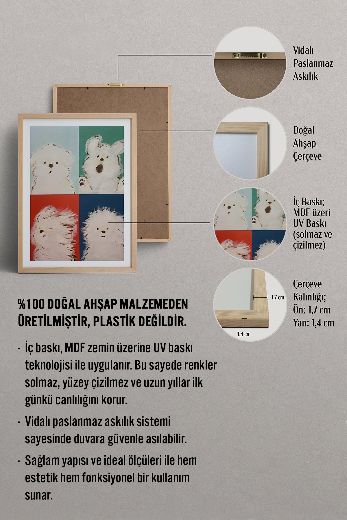 HOMEPACK Ahşap Çerçeveli Tablo Çerçeveli Poster Sanatsal Modern Duvar Dekoru TK-742