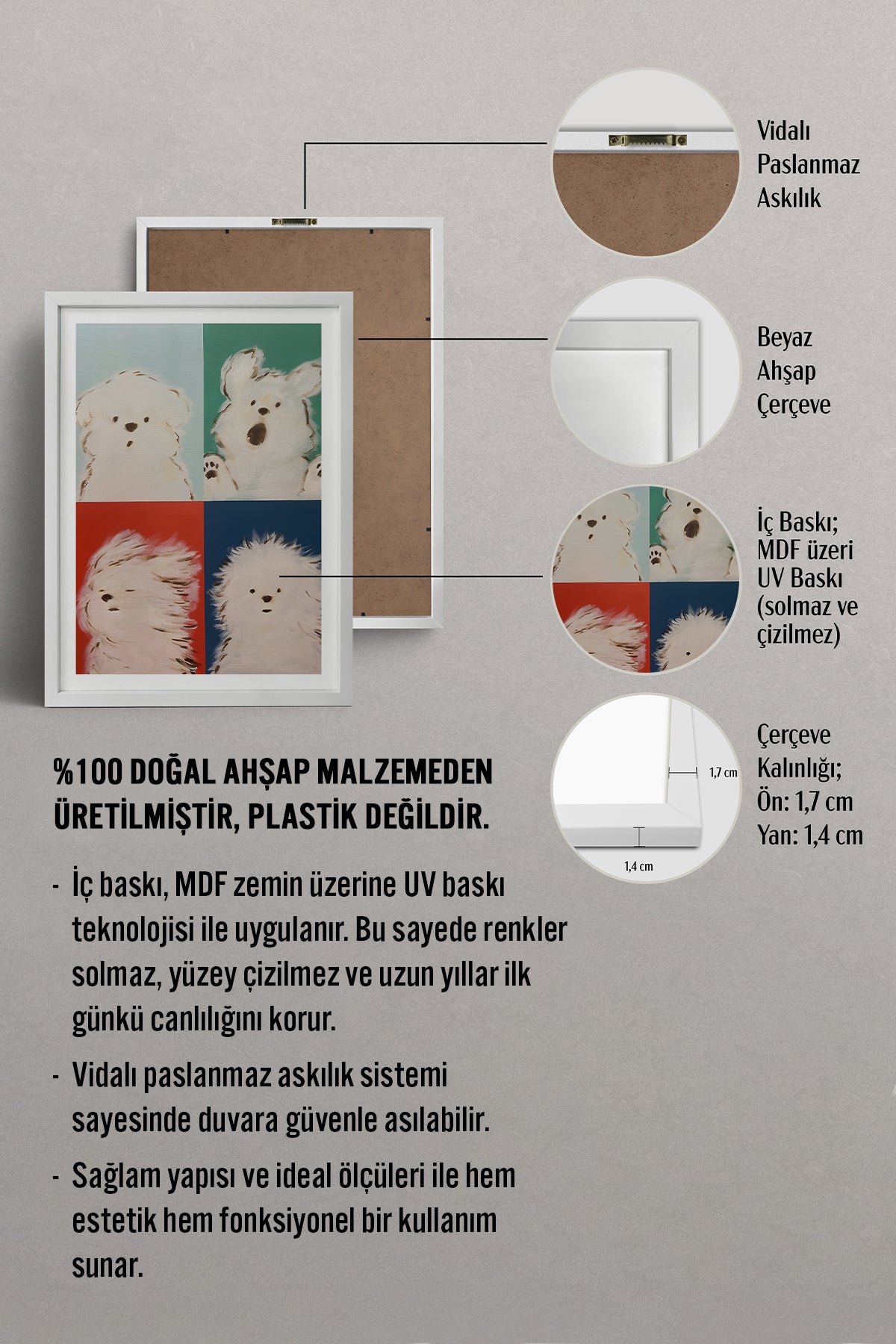 HOMEPACK Ahşap Çerçeveli Tablo Çerçeveli Poster Sanatsal Modern Duvar Dekoru TK-742