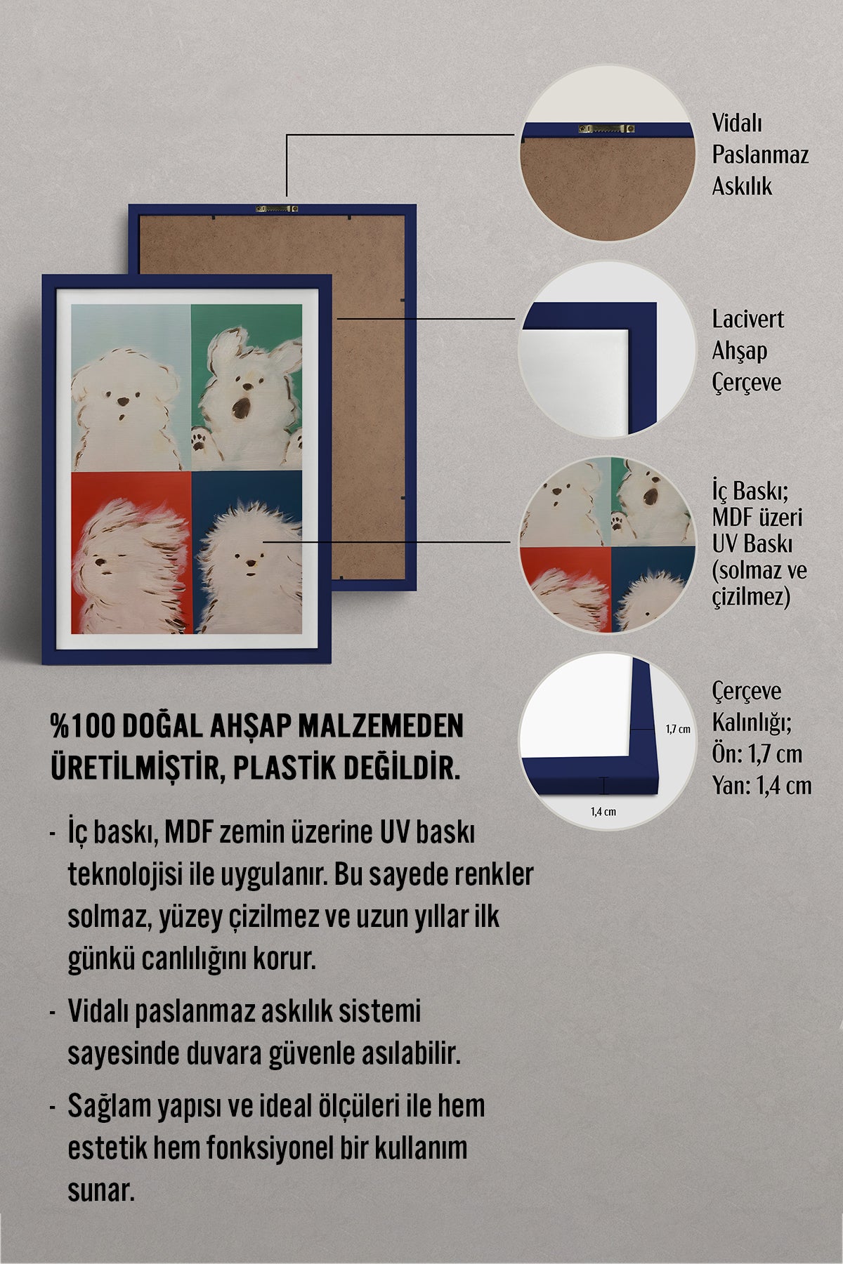 HOMEPACK Ahşap Çerçeveli Tablo Çerçeveli Poster Sanatsal Modern Duvar Dekoru TK-742