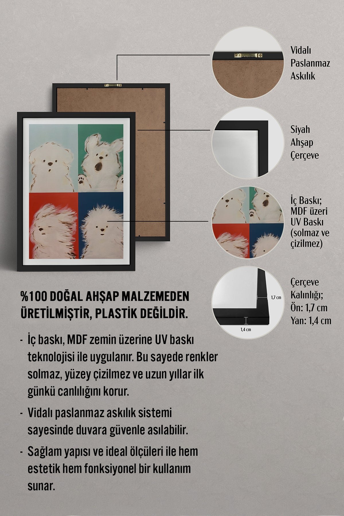 HOMEPACK Ahşap Çerçeveli Tablo Çerçeveli Poster Sanatsal Modern Duvar Dekoru TK-742