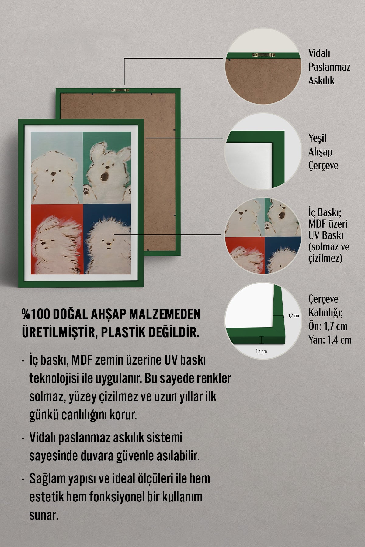 HOMEPACK Ahşap Çerçeveli Tablo Çerçeveli Poster Sanatsal Modern Duvar Dekoru TK-742