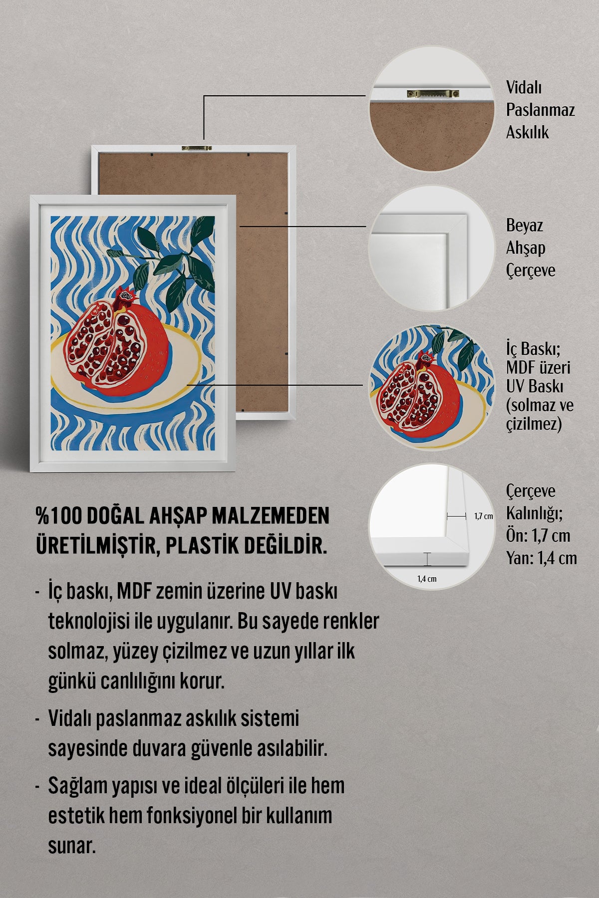 HOMEPACK Ahşap Çerçeveli Tablo Çerçeveli Poster Sanatsal Modern Duvar Dekoru TK-744