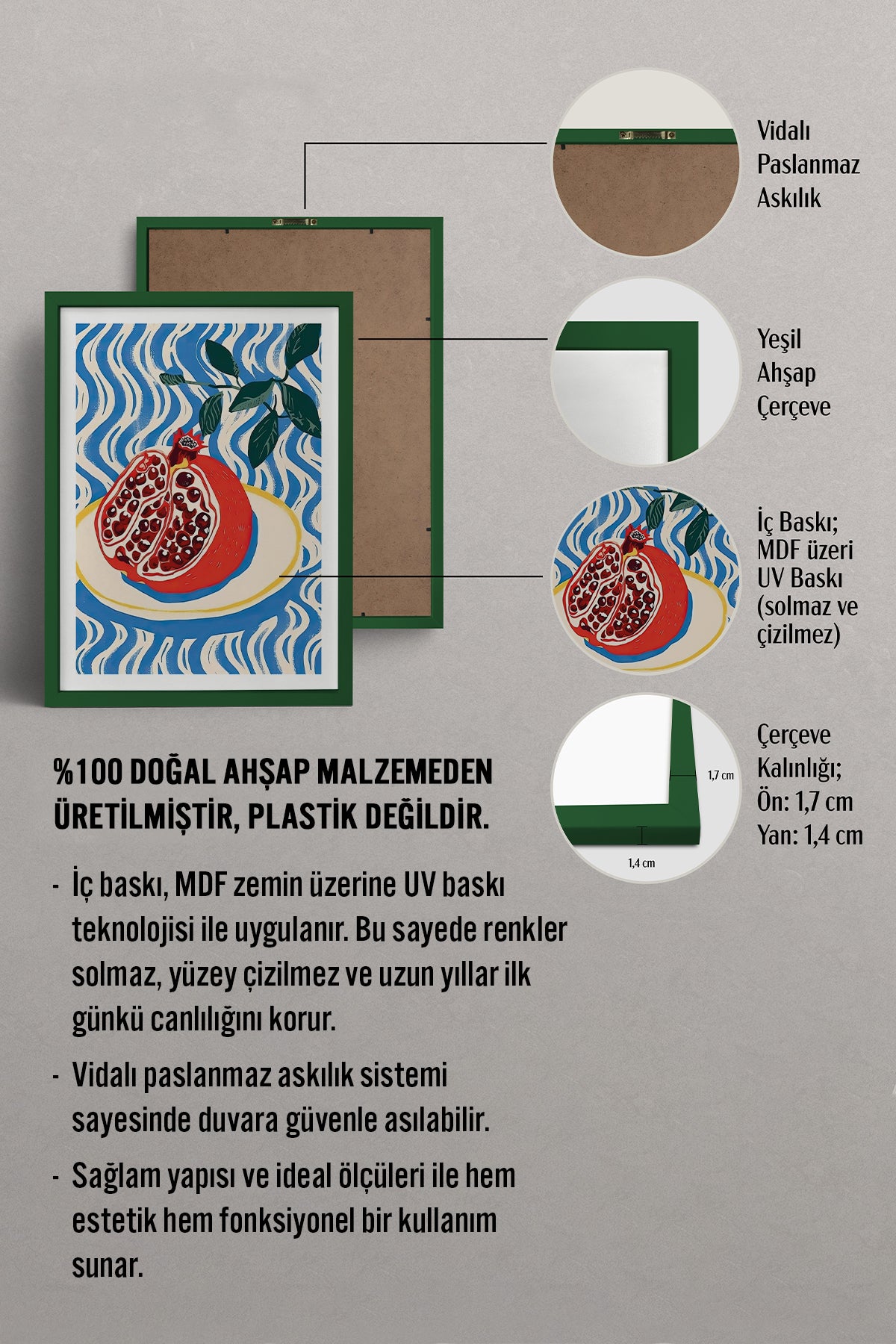 HOMEPACK Ahşap Çerçeveli Tablo Çerçeveli Poster Sanatsal Modern Duvar Dekoru TK-744