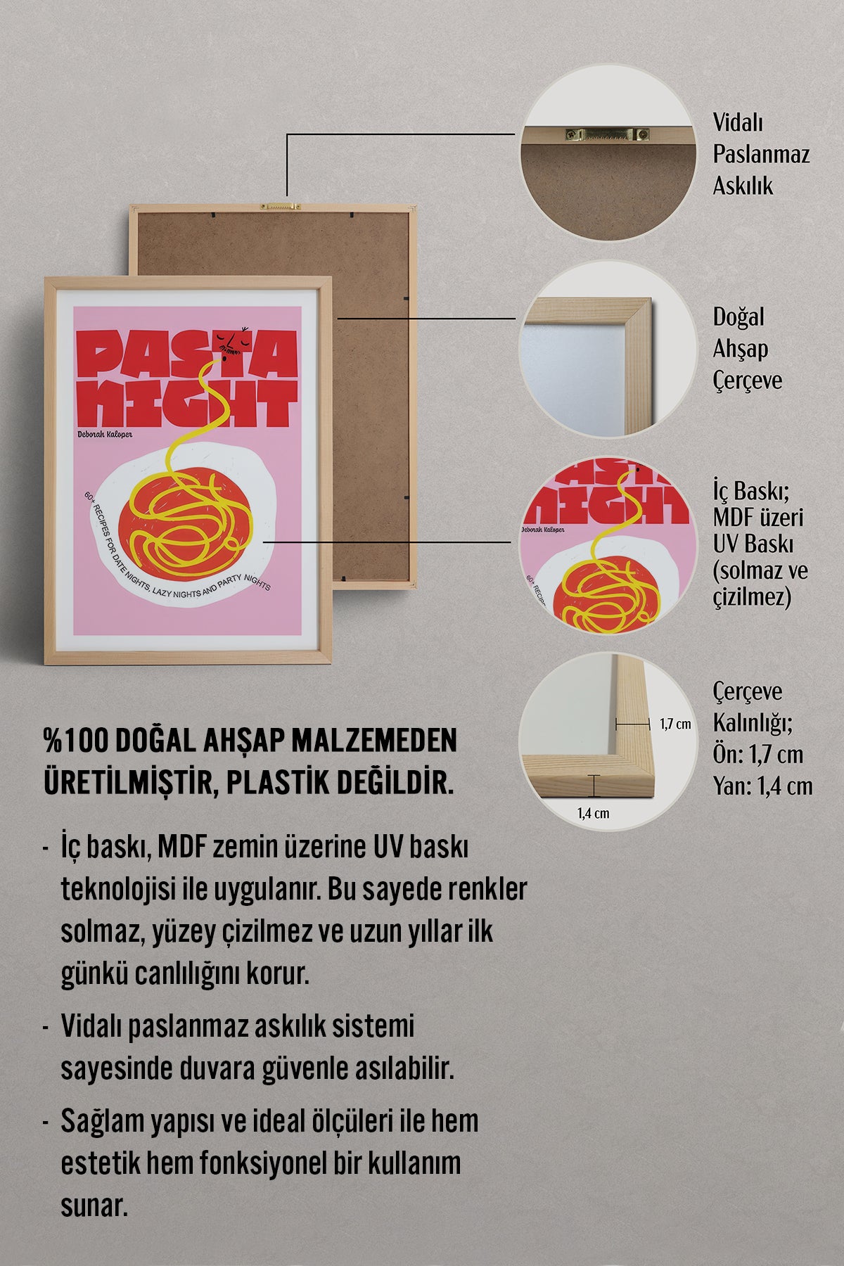 HOMEPACK Ahşap Çerçeveli Tablo Çerçeveli Poster Sanatsal Modern Duvar Dekoru TK-745