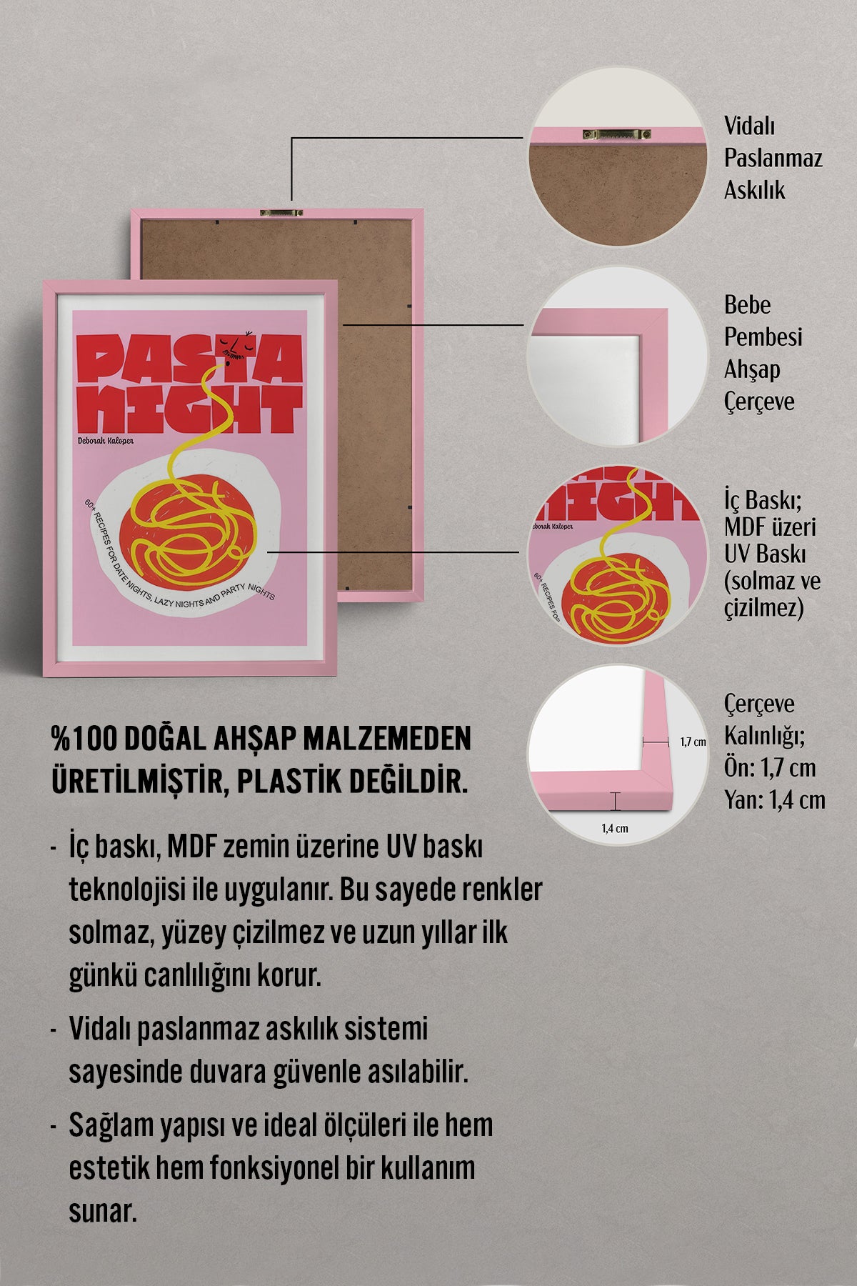 HOMEPACK Ahşap Çerçeveli Tablo Çerçeveli Poster Sanatsal Modern Duvar Dekoru TK-745