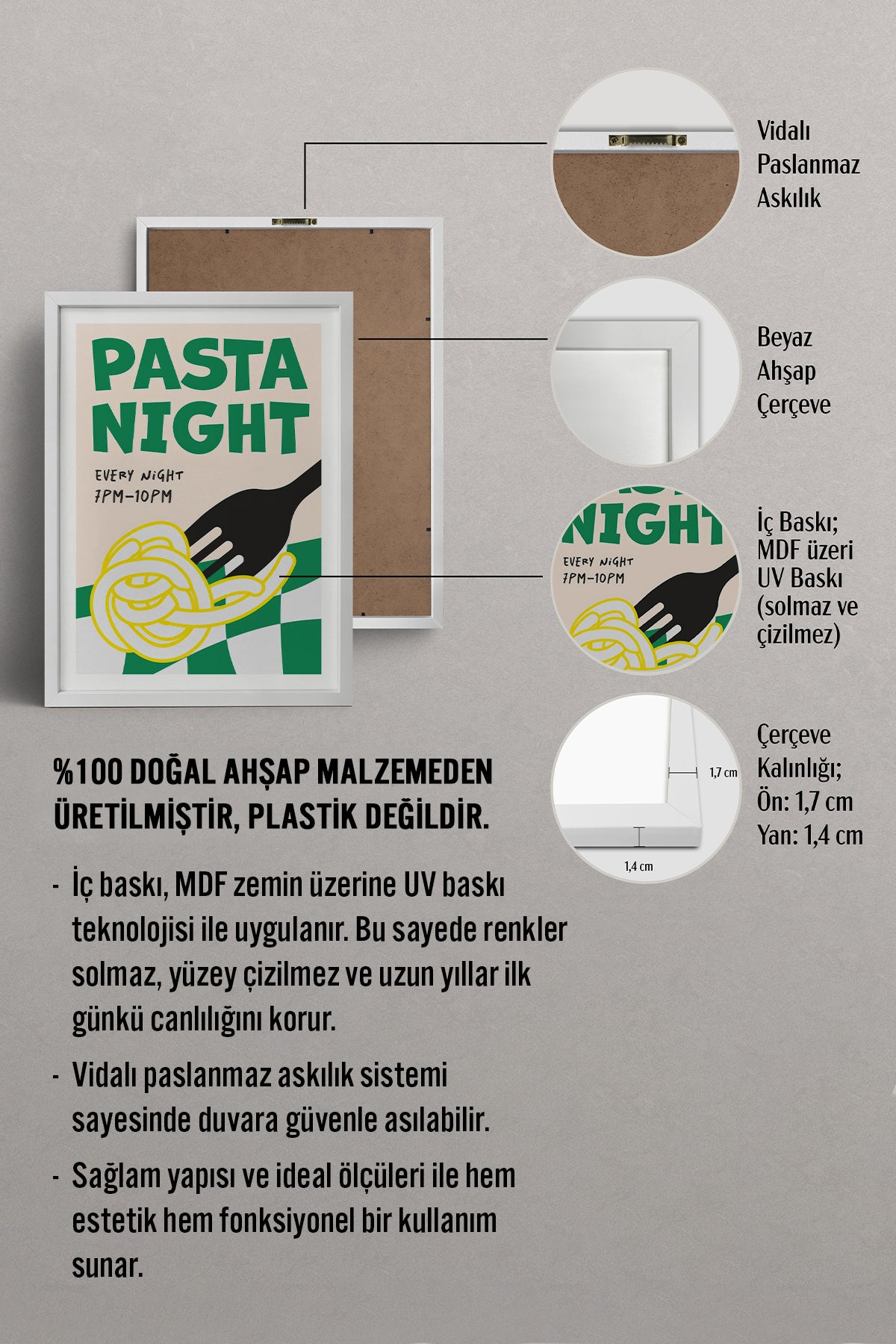 HOMEPACK Ahşap Çerçeveli Tablo Çerçeveli Poster Sanatsal Modern Duvar Dekoru TK-746