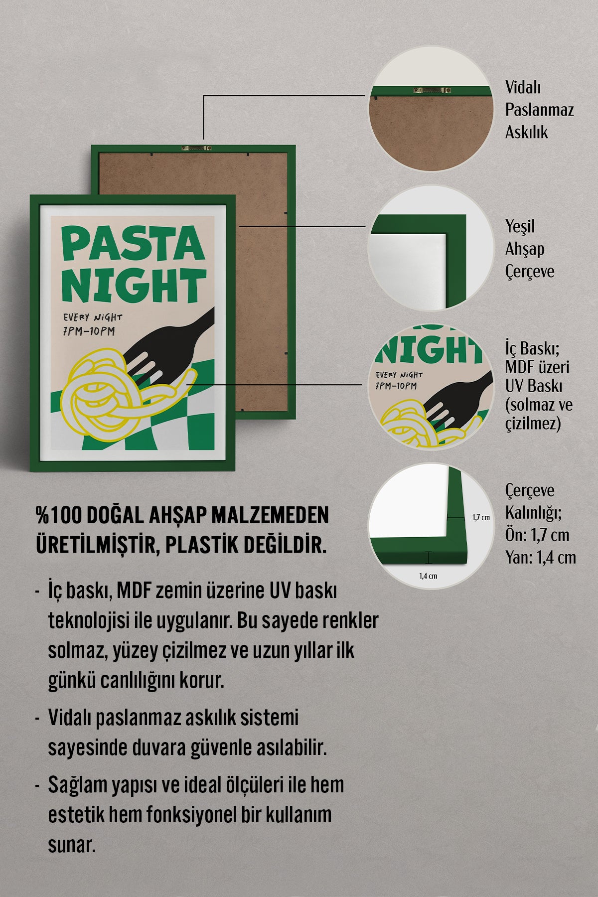 HOMEPACK Ahşap Çerçeveli Tablo Çerçeveli Poster Sanatsal Modern Duvar Dekoru TK-746