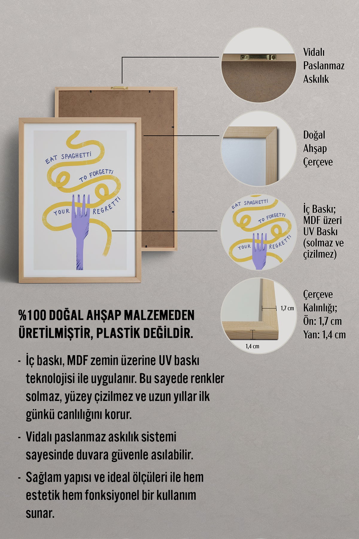 HOMEPACK Ahşap Çerçeveli Tablo Çerçeveli Poster Sanatsal Modern Duvar Dekoru TK-747