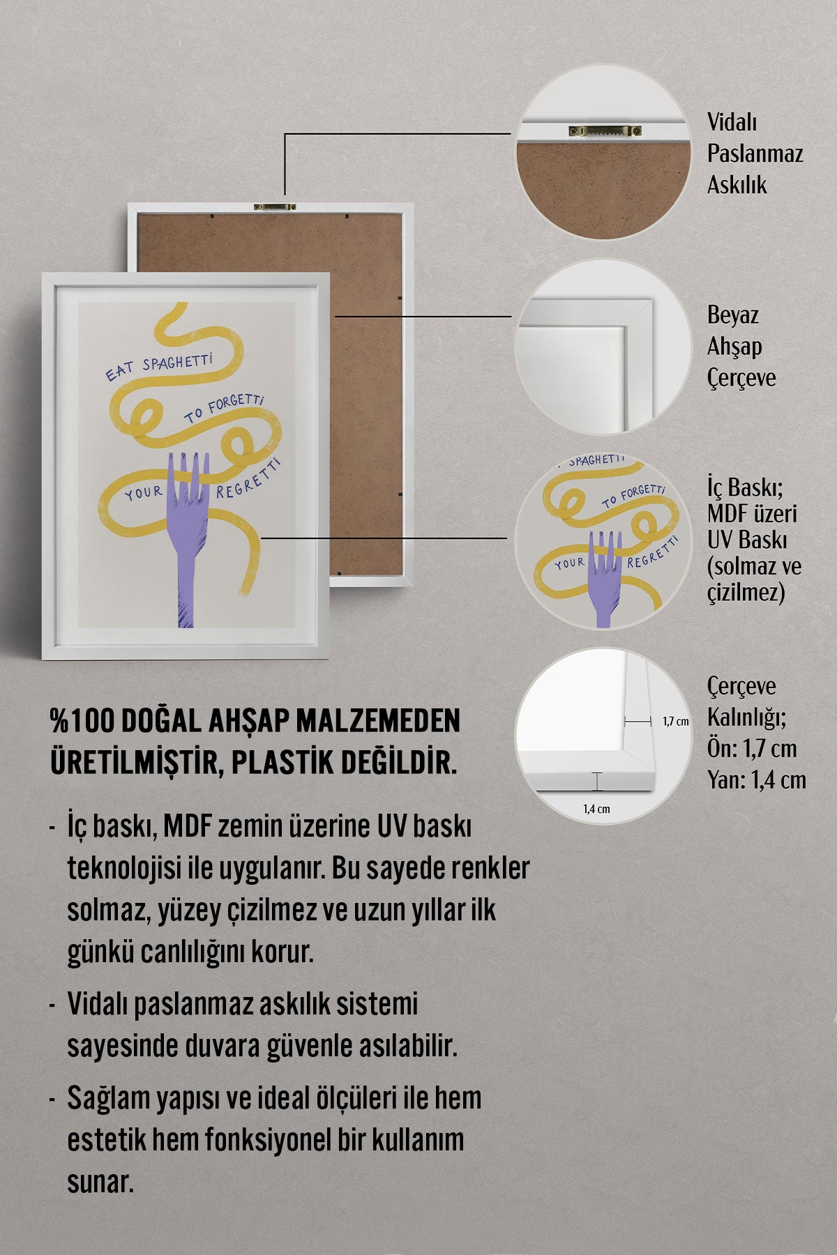 HOMEPACK Ahşap Çerçeveli Tablo Çerçeveli Poster Sanatsal Modern Duvar Dekoru TK-747