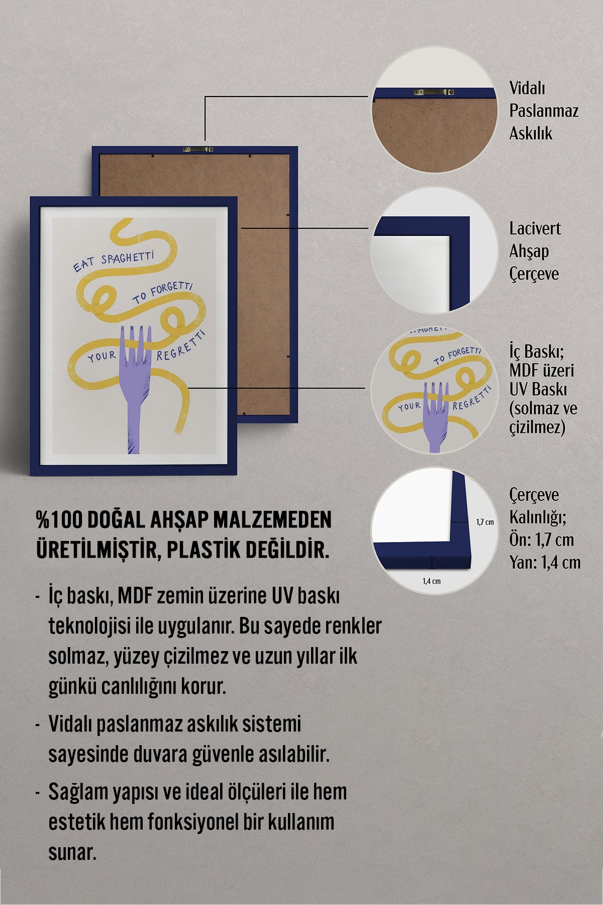 HOMEPACK Ahşap Çerçeveli Tablo Çerçeveli Poster Sanatsal Modern Duvar Dekoru TK-747
