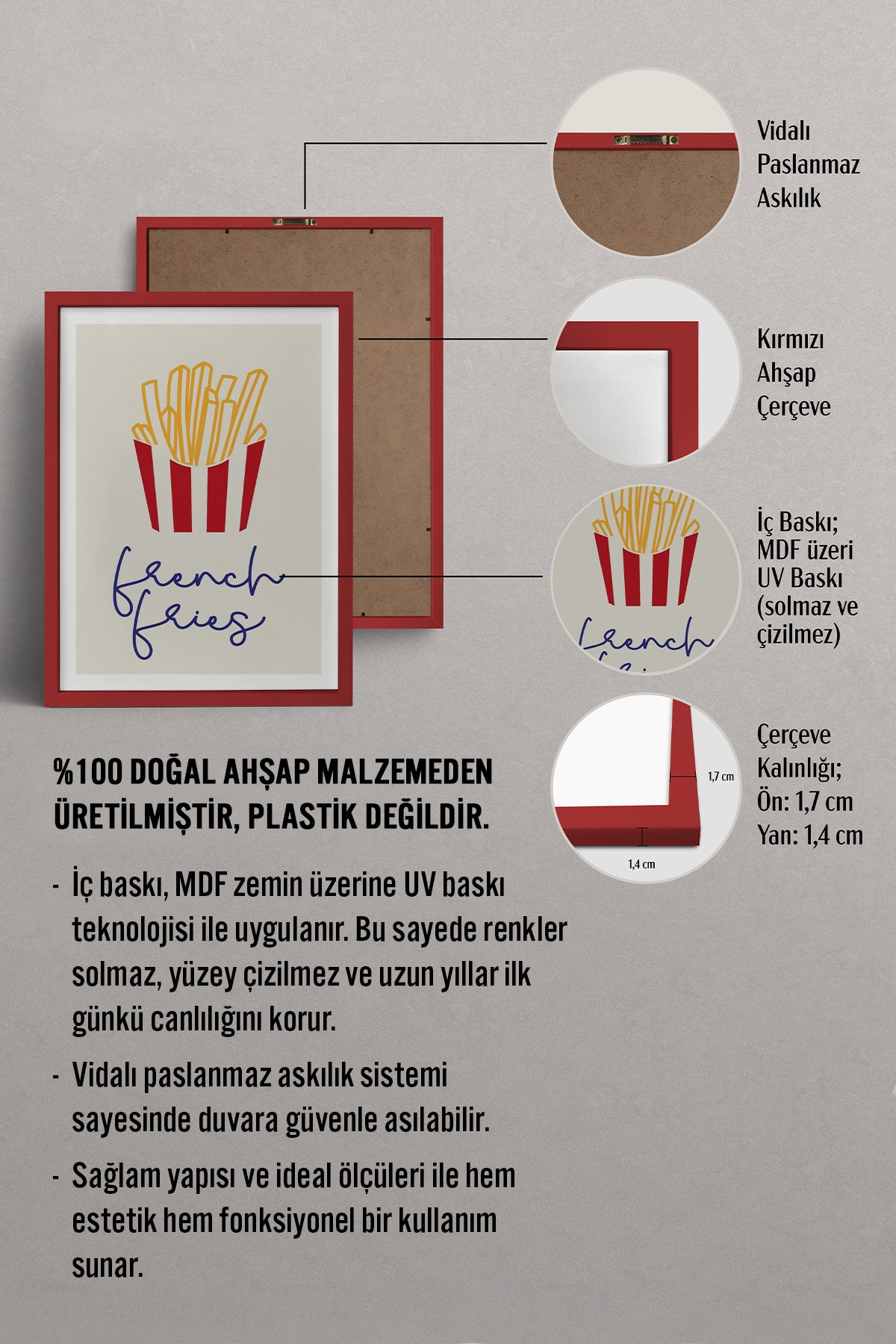 HOMEPACK Ahşap Çerçeveli Tablo Çerçeveli Poster Sanatsal Modern Duvar Dekoru TK-748