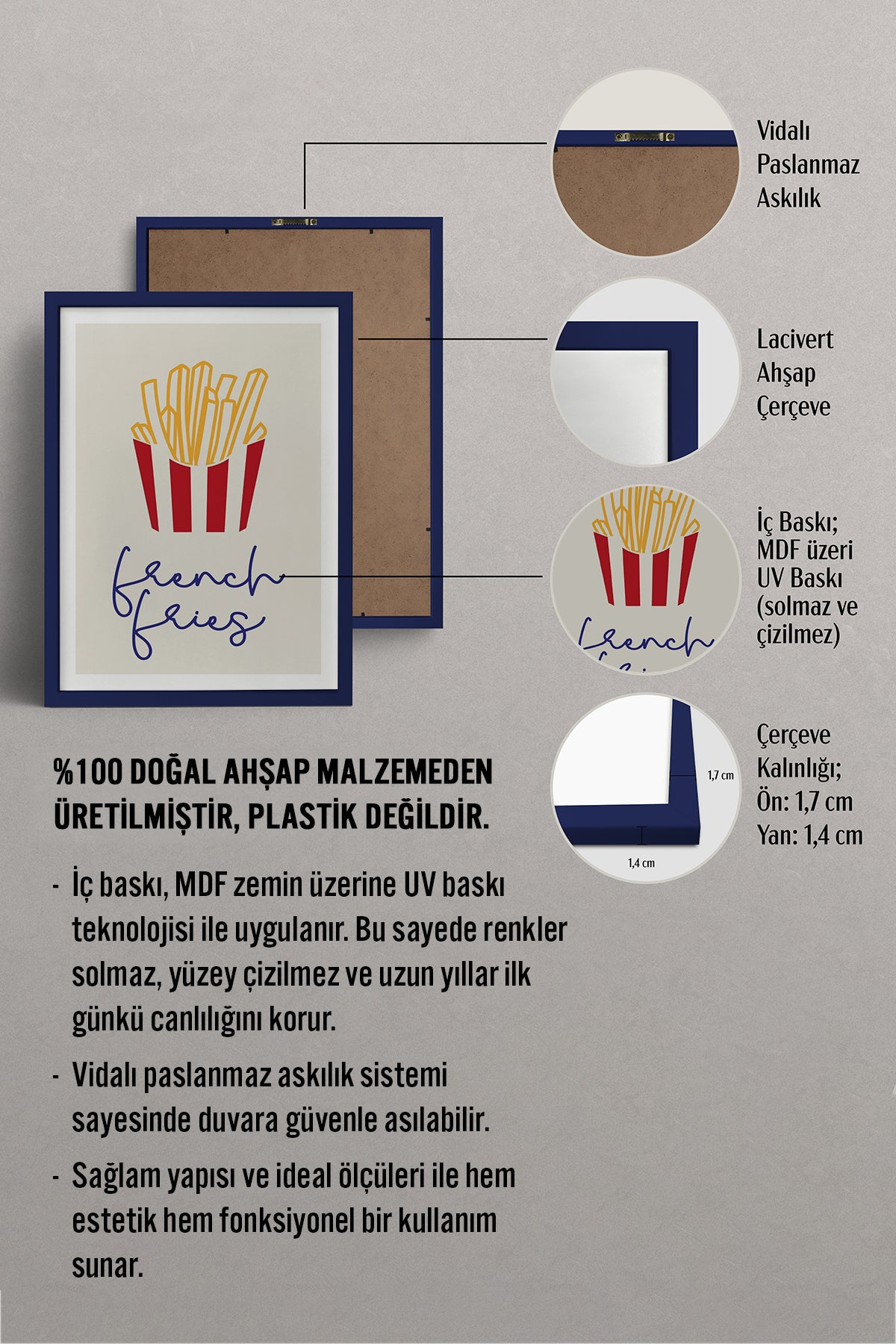 HOMEPACK Ahşap Çerçeveli Tablo Çerçeveli Poster Sanatsal Modern Duvar Dekoru TK-748