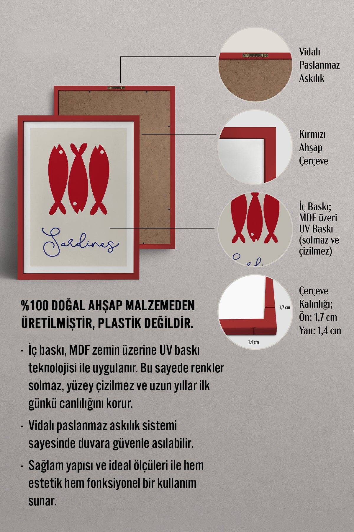 HOMEPACK Ahşap Çerçeveli Tablo Çerçeveli Poster Sanatsal Modern Duvar Dekoru TK-749