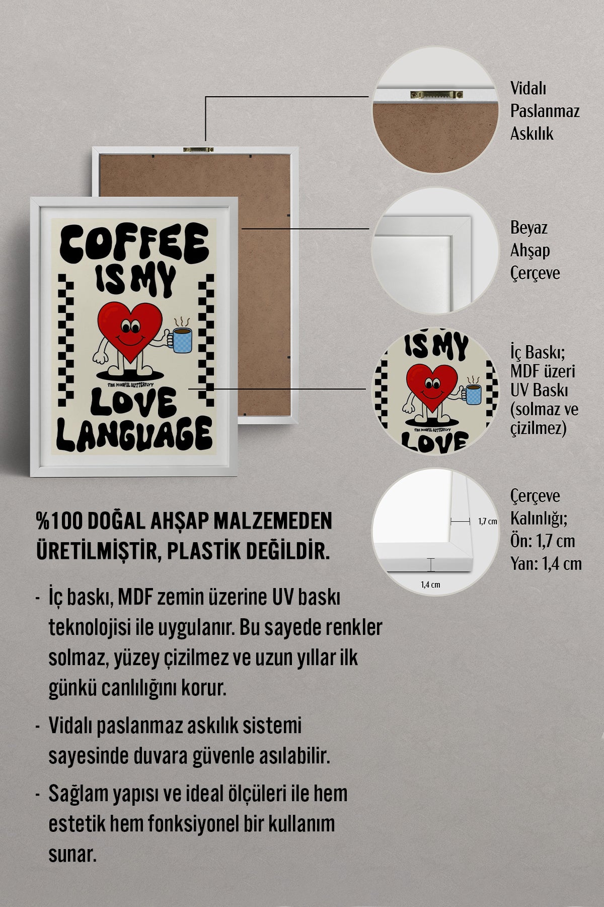 HOMEPACK Ahşap Çerçeveli Tablo Çerçeveli Poster Sanatsal Modern Duvar Dekoru TK-751