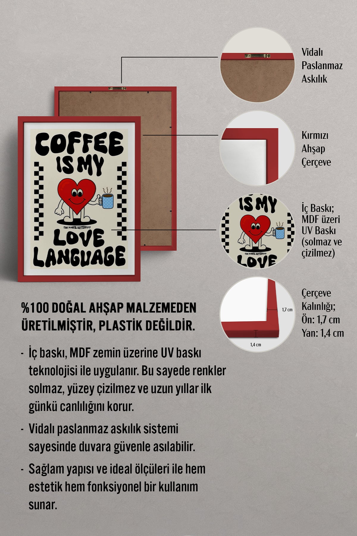 HOMEPACK Ahşap Çerçeveli Tablo Çerçeveli Poster Sanatsal Modern Duvar Dekoru TK-751