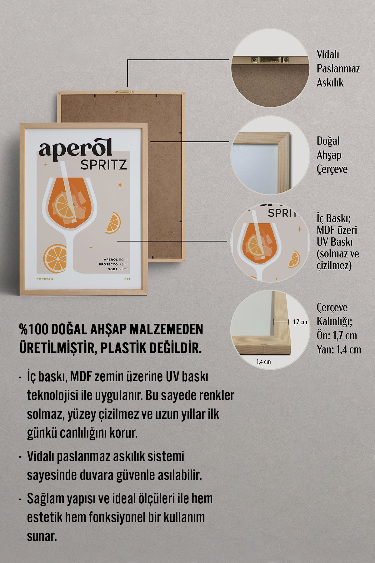 HOMEPACK Ahşap Çerçeveli Tablo Çerçeveli Poster Sanatsal Modern Duvar Dekoru TK-752
