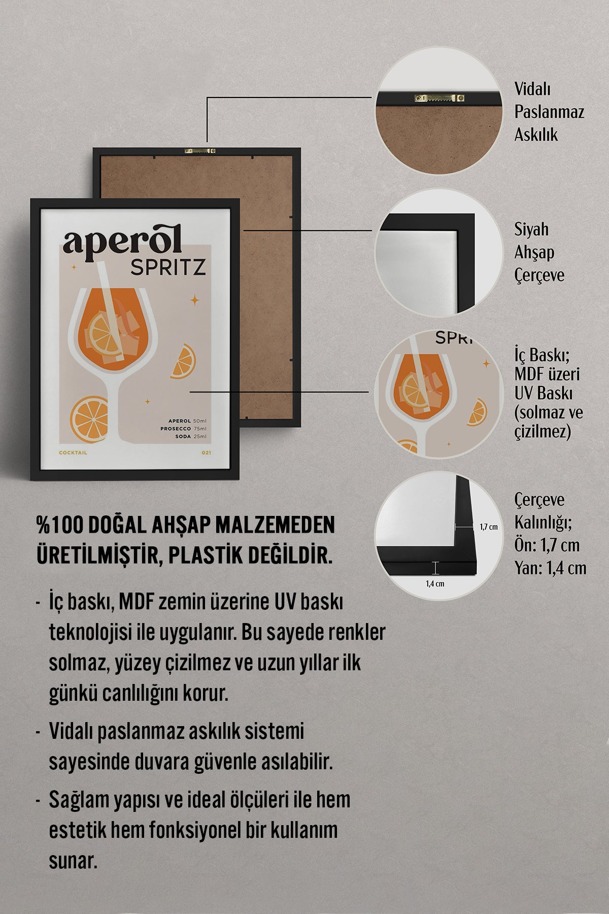 HOMEPACK Ahşap Çerçeveli Tablo Çerçeveli Poster Sanatsal Modern Duvar Dekoru TK-752