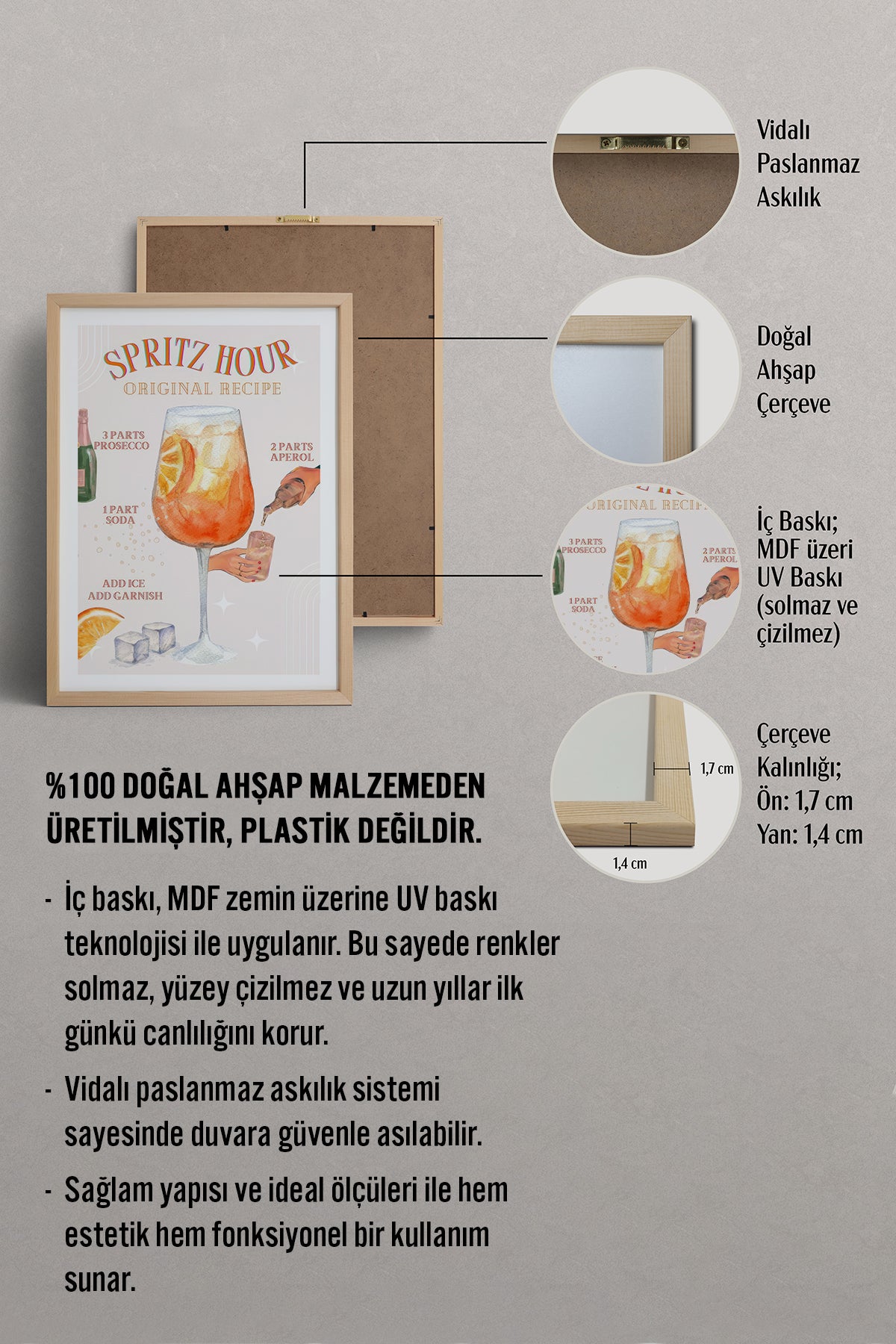 HOMEPACK Ahşap Çerçeveli Tablo Çerçeveli Poster Sanatsal Modern Duvar Dekoru TK-753