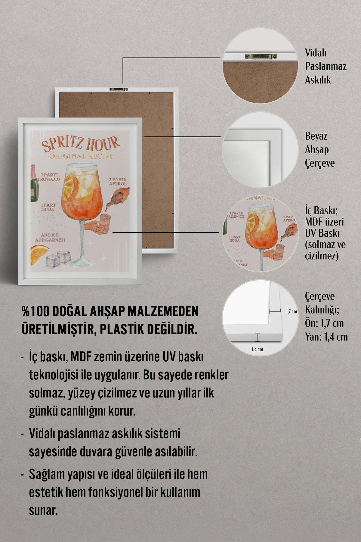 HOMEPACK Ahşap Çerçeveli Tablo Çerçeveli Poster Sanatsal Modern Duvar Dekoru TK-753