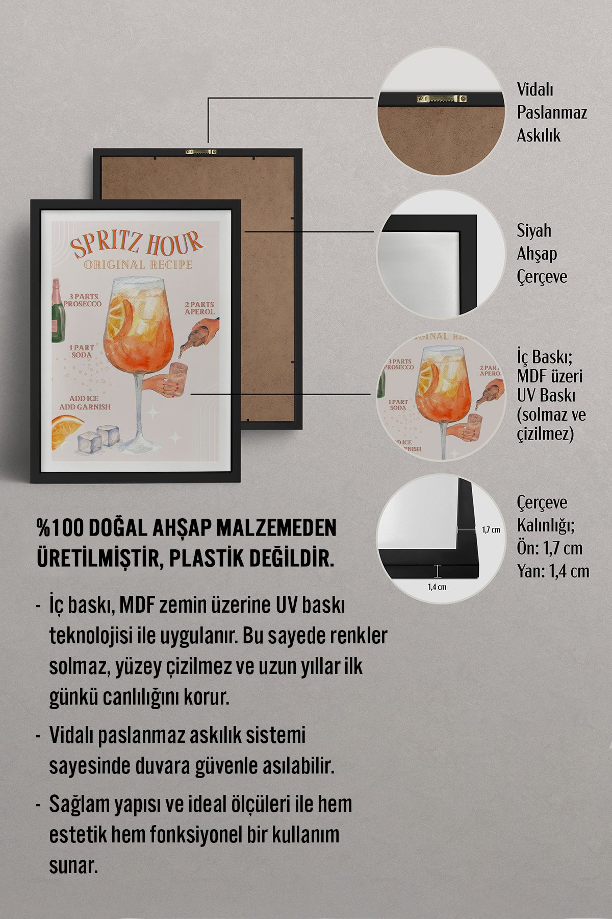 HOMEPACK Ahşap Çerçeveli Tablo Çerçeveli Poster Sanatsal Modern Duvar Dekoru TK-753
