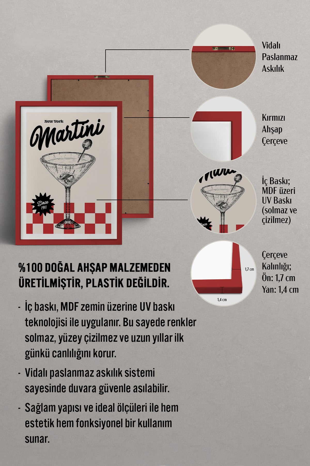 HOMEPACK Ahşap Çerçeveli Tablo Çerçeveli Poster Sanatsal Modern Duvar Dekoru TK-758