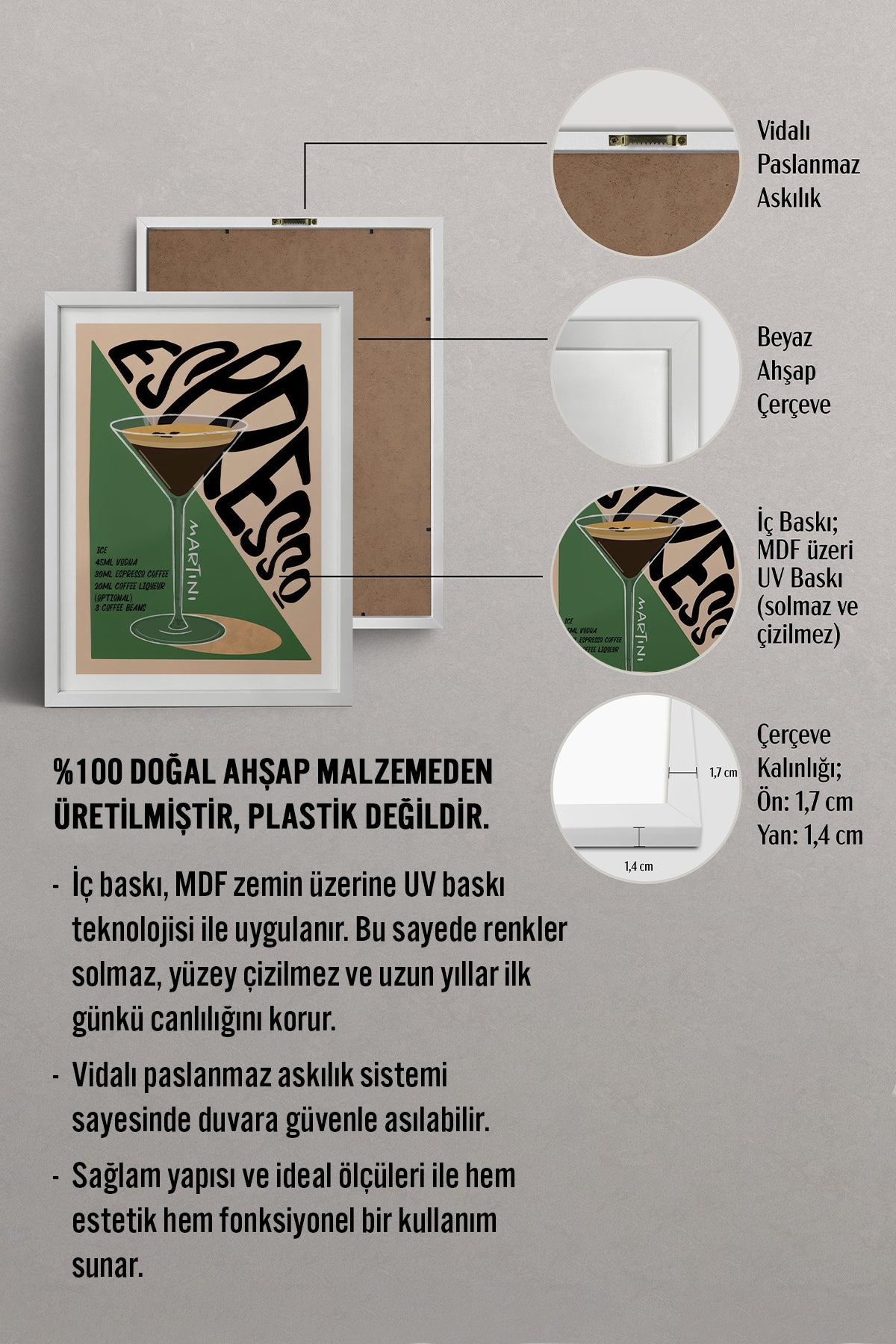 HOMEPACK Ahşap Çerçeveli Tablo Çerçeveli Poster Sanatsal Modern Duvar Dekoru TK-759