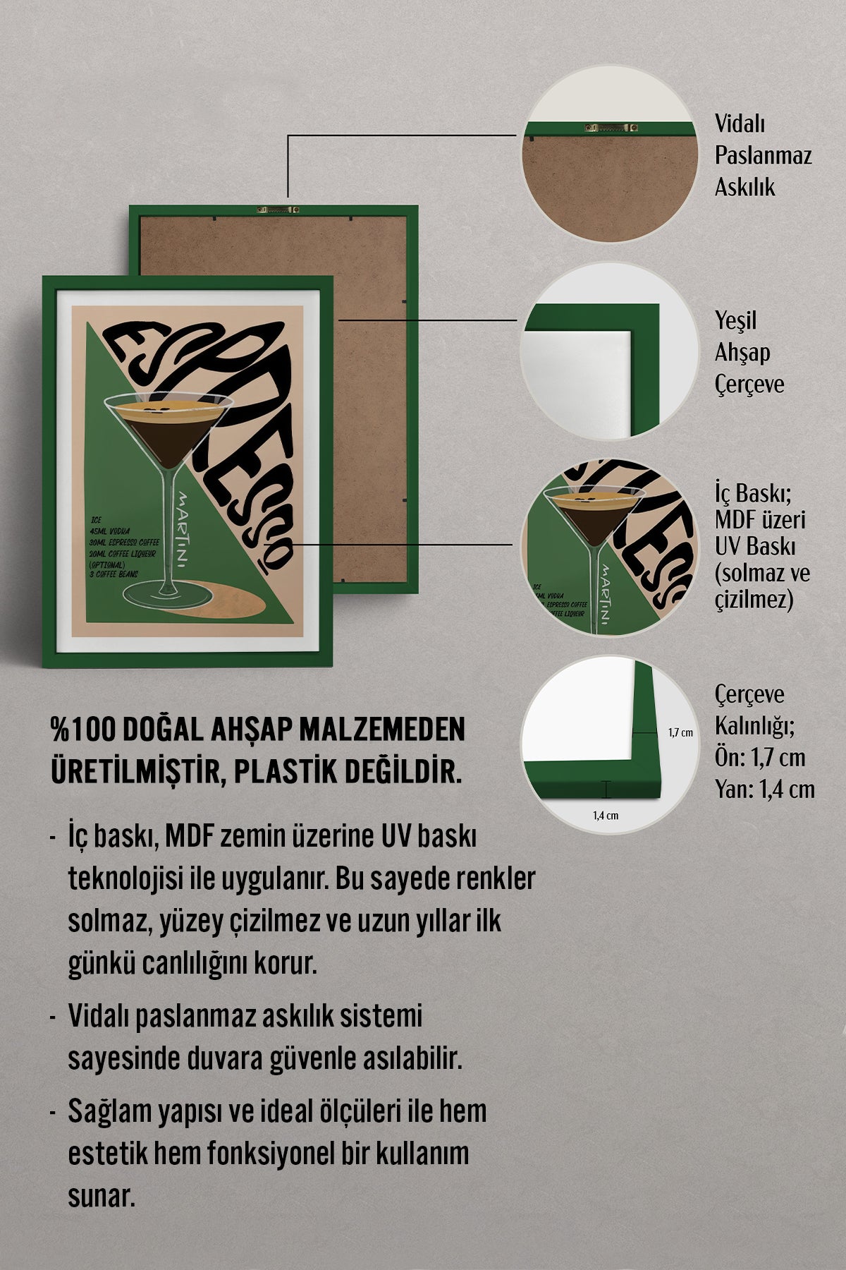 HOMEPACK Ahşap Çerçeveli Tablo Çerçeveli Poster Sanatsal Modern Duvar Dekoru TK-759