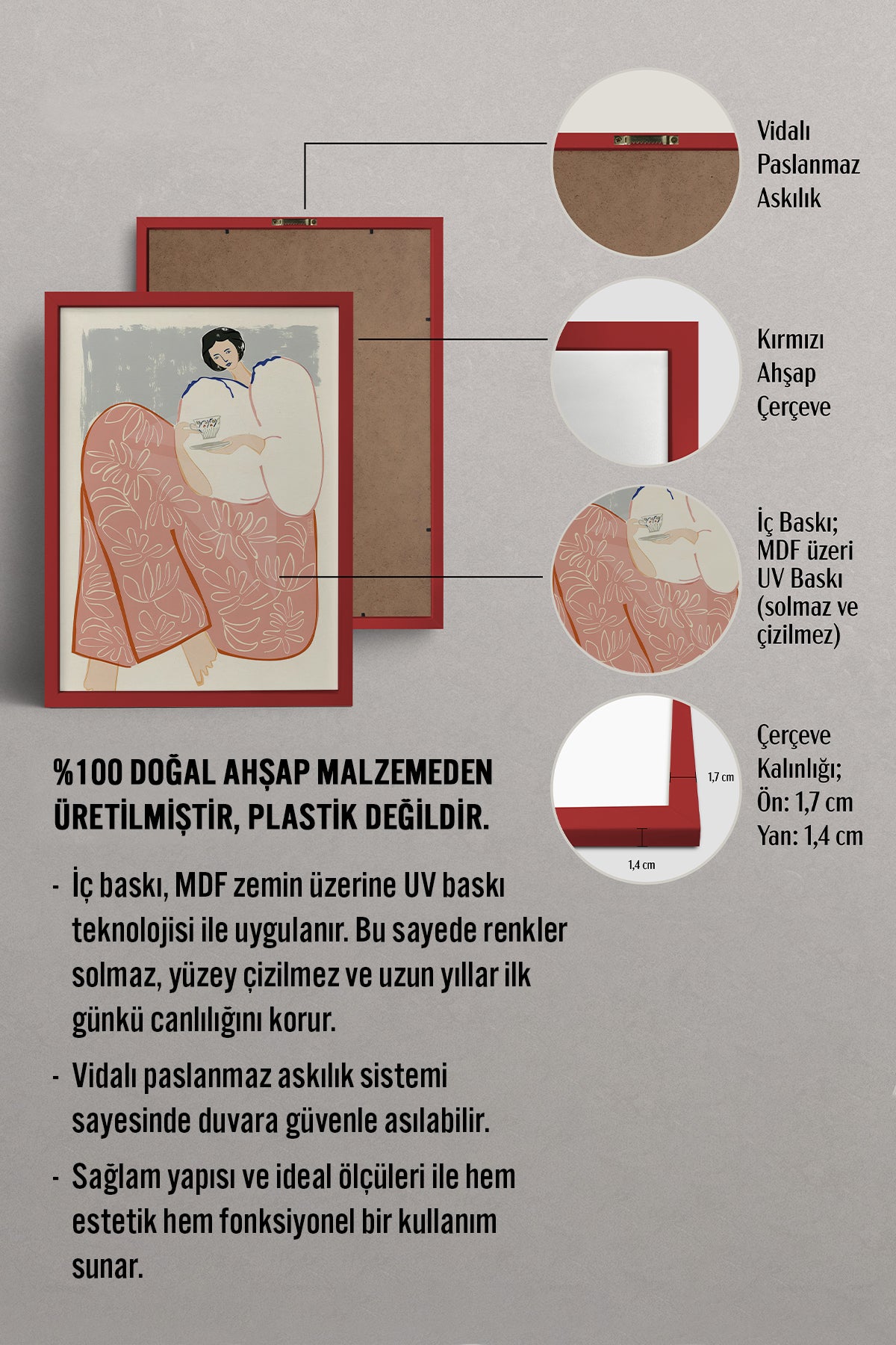 HOMEPACK Ahşap Çerçeveli Tablo Çerçeveli Poster Sanatsal Modern Duvar Dekoru TK-762
