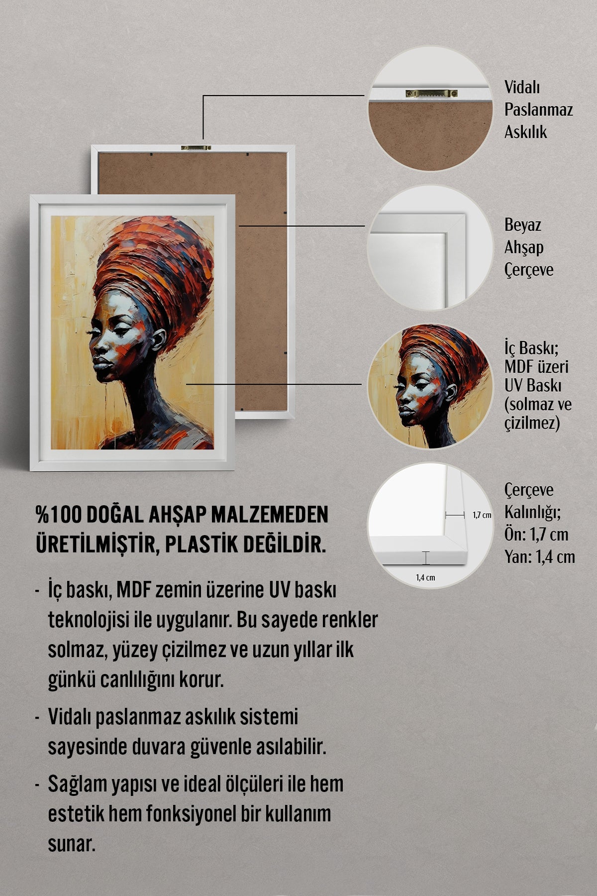 HOMEPACK Ahşap Çerçeveli Tablo Çerçeveli Poster Sanatsal Modern Duvar Dekoru TK-763