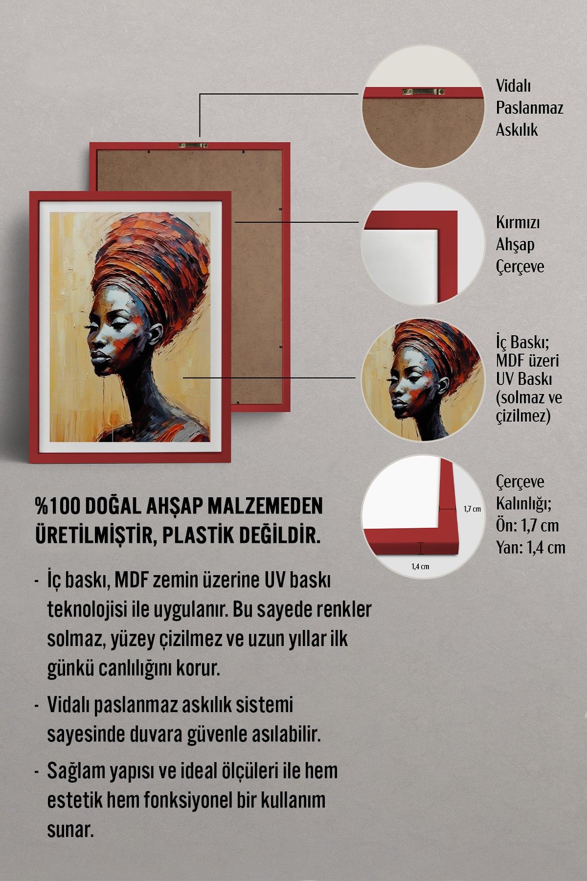 HOMEPACK Ahşap Çerçeveli Tablo Çerçeveli Poster Sanatsal Modern Duvar Dekoru TK-763