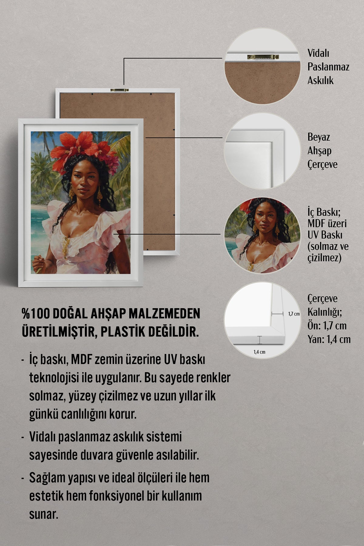 HOMEPACK Ahşap Çerçeveli Tablo Çerçeveli Poster Sanatsal Modern Duvar Dekoru TK-764