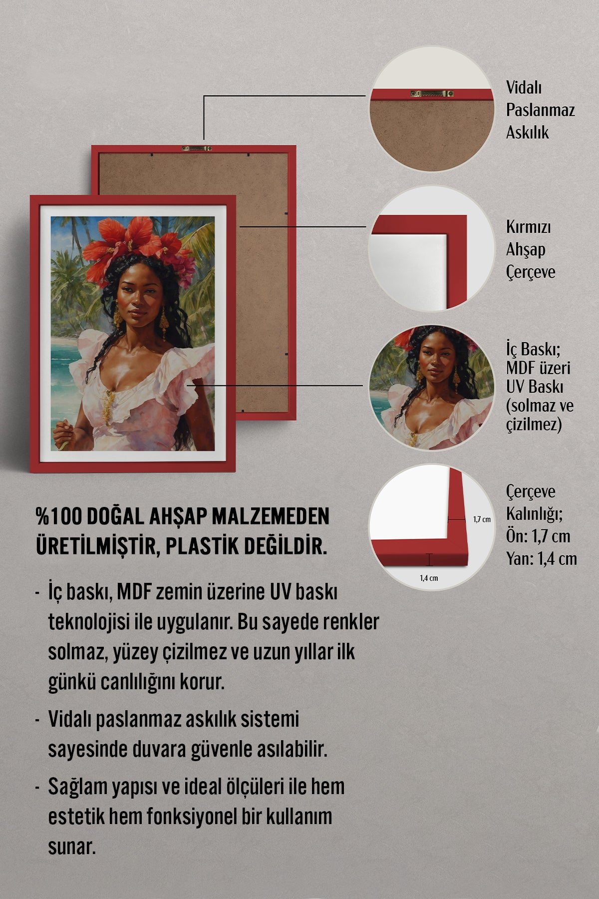 HOMEPACK Ahşap Çerçeveli Tablo Çerçeveli Poster Sanatsal Modern Duvar Dekoru TK-764