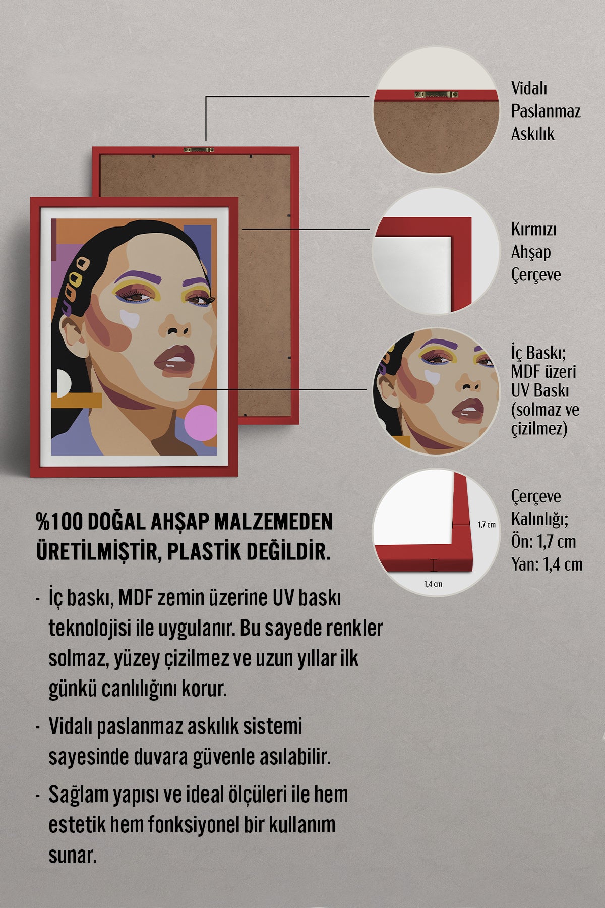 HOMEPACK Ahşap Çerçeveli Tablo Çerçeveli Poster Sanatsal Modern Duvar Dekoru TK-765