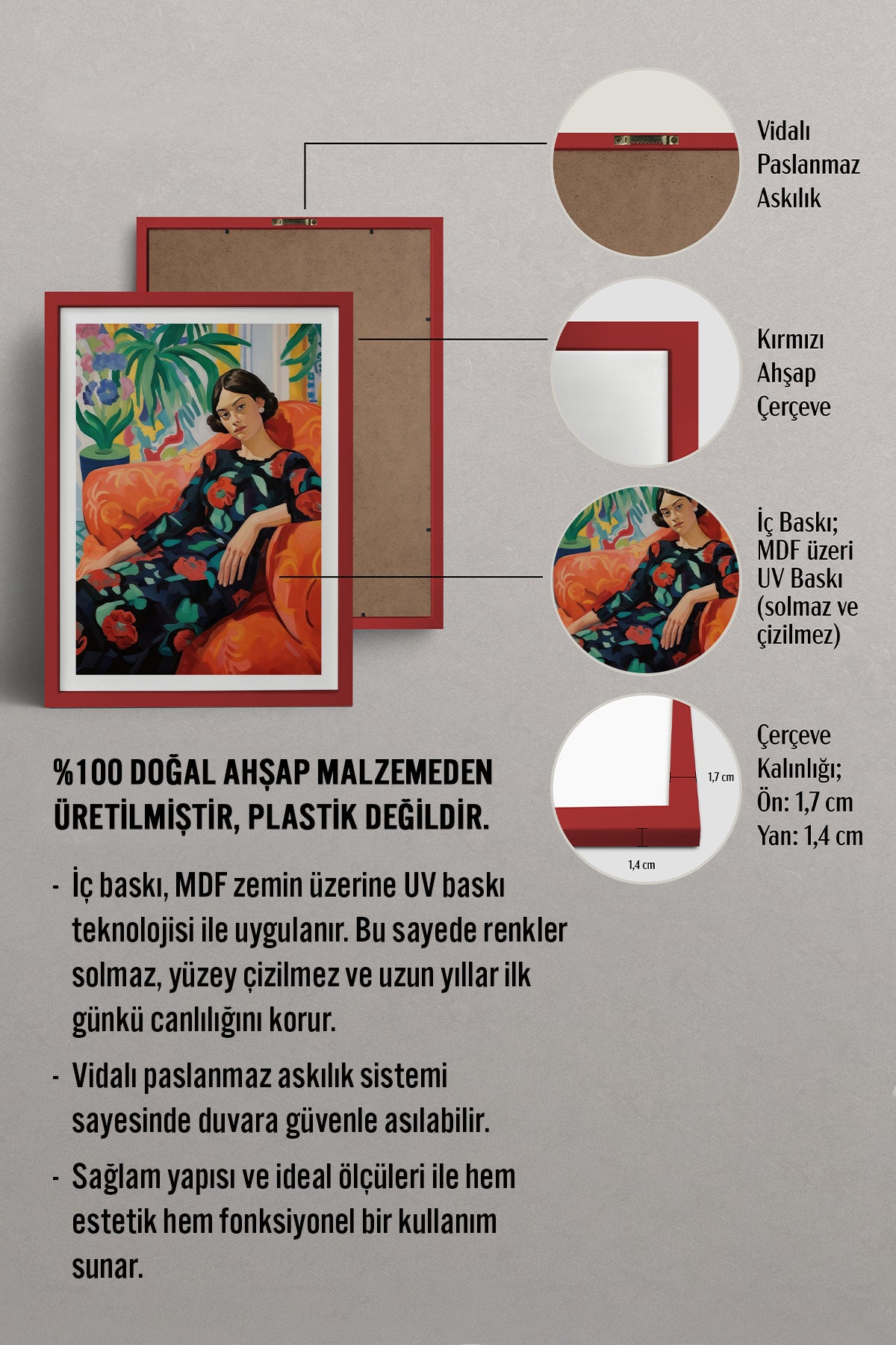 HOMEPACK Ahşap Çerçeveli Tablo Çerçeveli Poster Sanatsal Modern Duvar Dekoru TK-766
