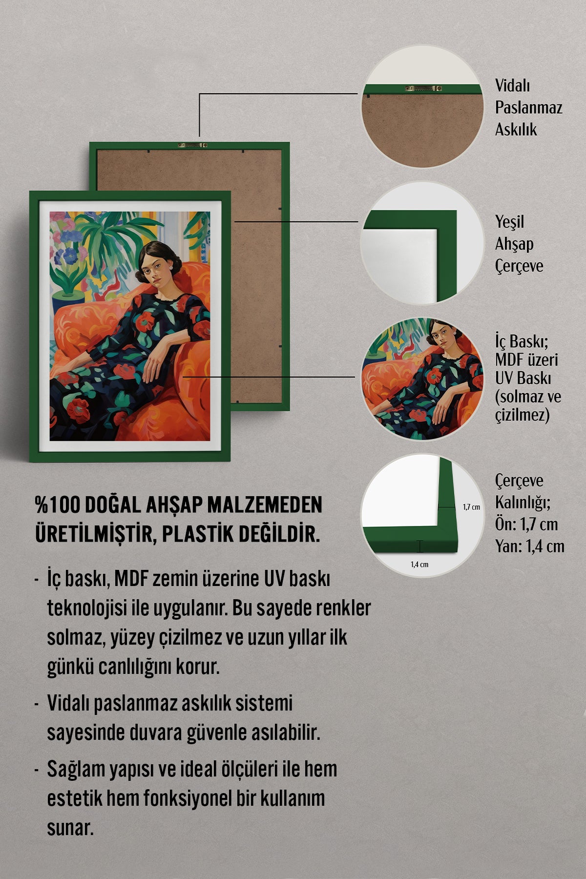 HOMEPACK Ahşap Çerçeveli Tablo Çerçeveli Poster Sanatsal Modern Duvar Dekoru TK-766