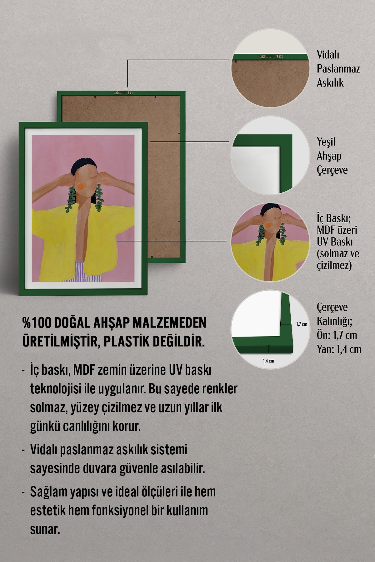 HOMEPACK Ahşap Çerçeveli Tablo Çerçeveli Poster Sanatsal Modern Duvar Dekoru TK-768