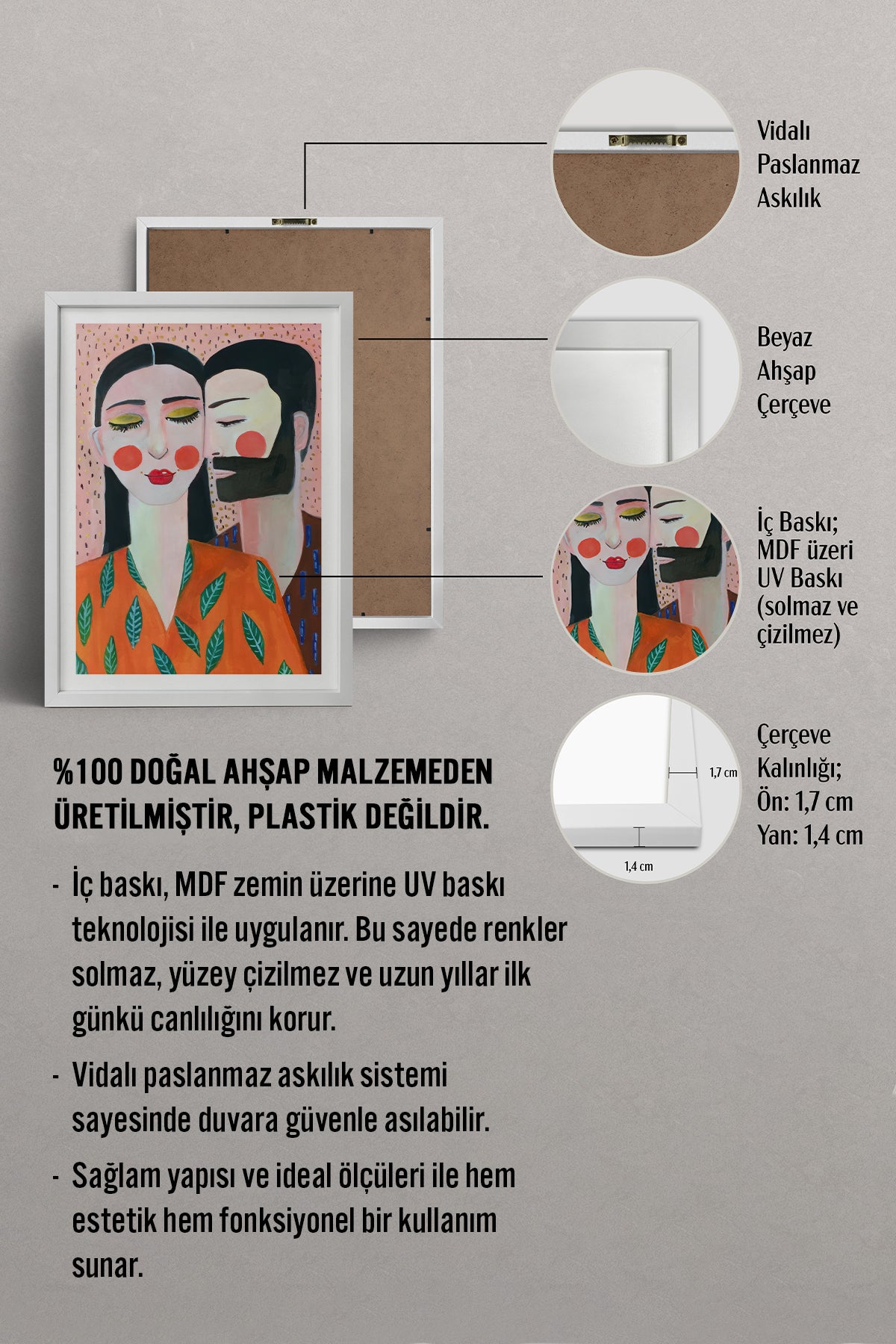 HOMEPACK Ahşap Çerçeveli Tablo Çerçeveli Poster Sanatsal Modern Duvar Dekoru TK-769