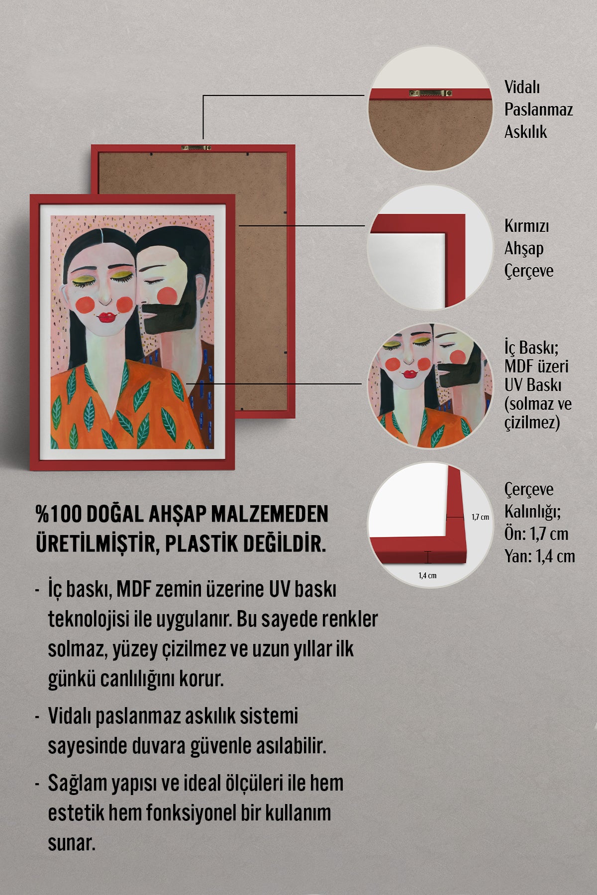 HOMEPACK Ahşap Çerçeveli Tablo Çerçeveli Poster Sanatsal Modern Duvar Dekoru TK-769