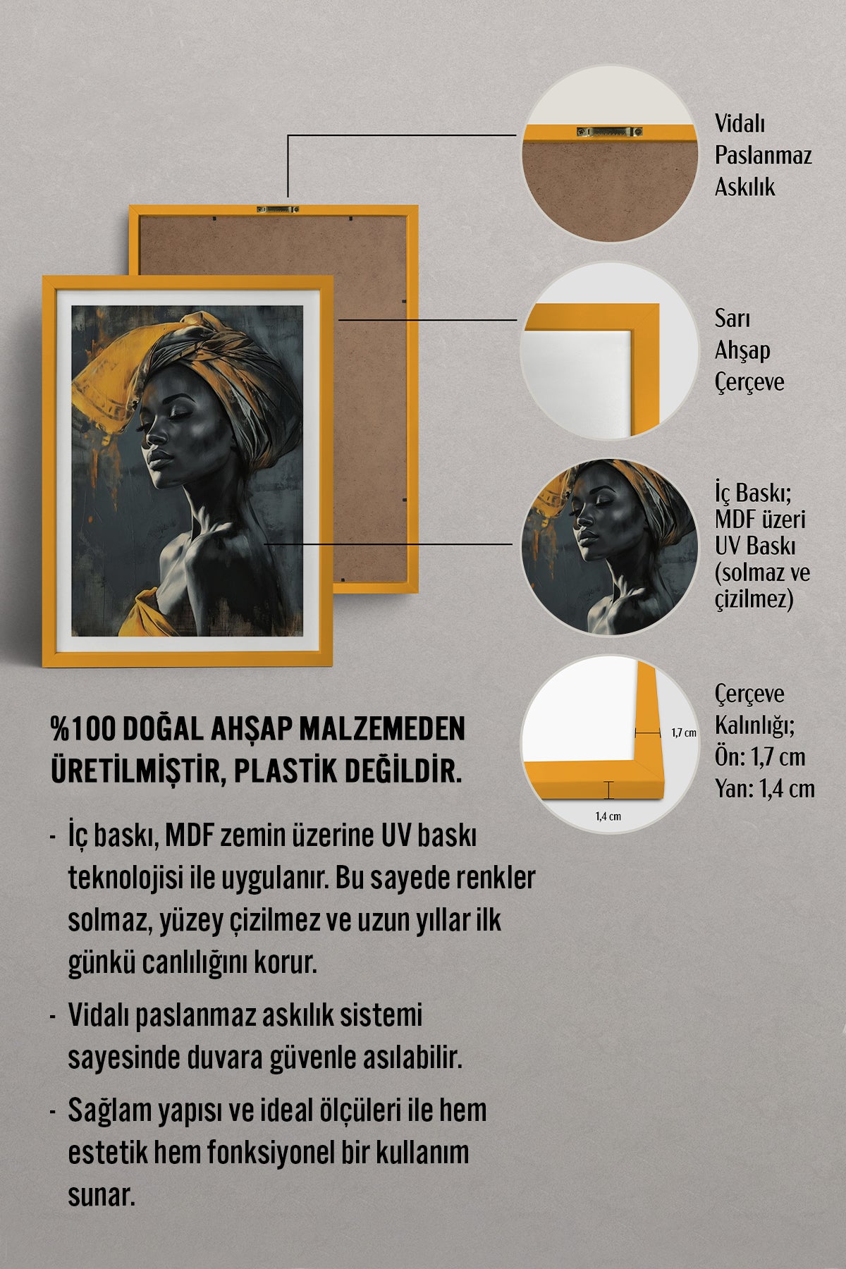HOMEPACK Ahşap Çerçeveli Tablo Çerçeveli Poster Sanatsal Modern Duvar Dekoru TK-770