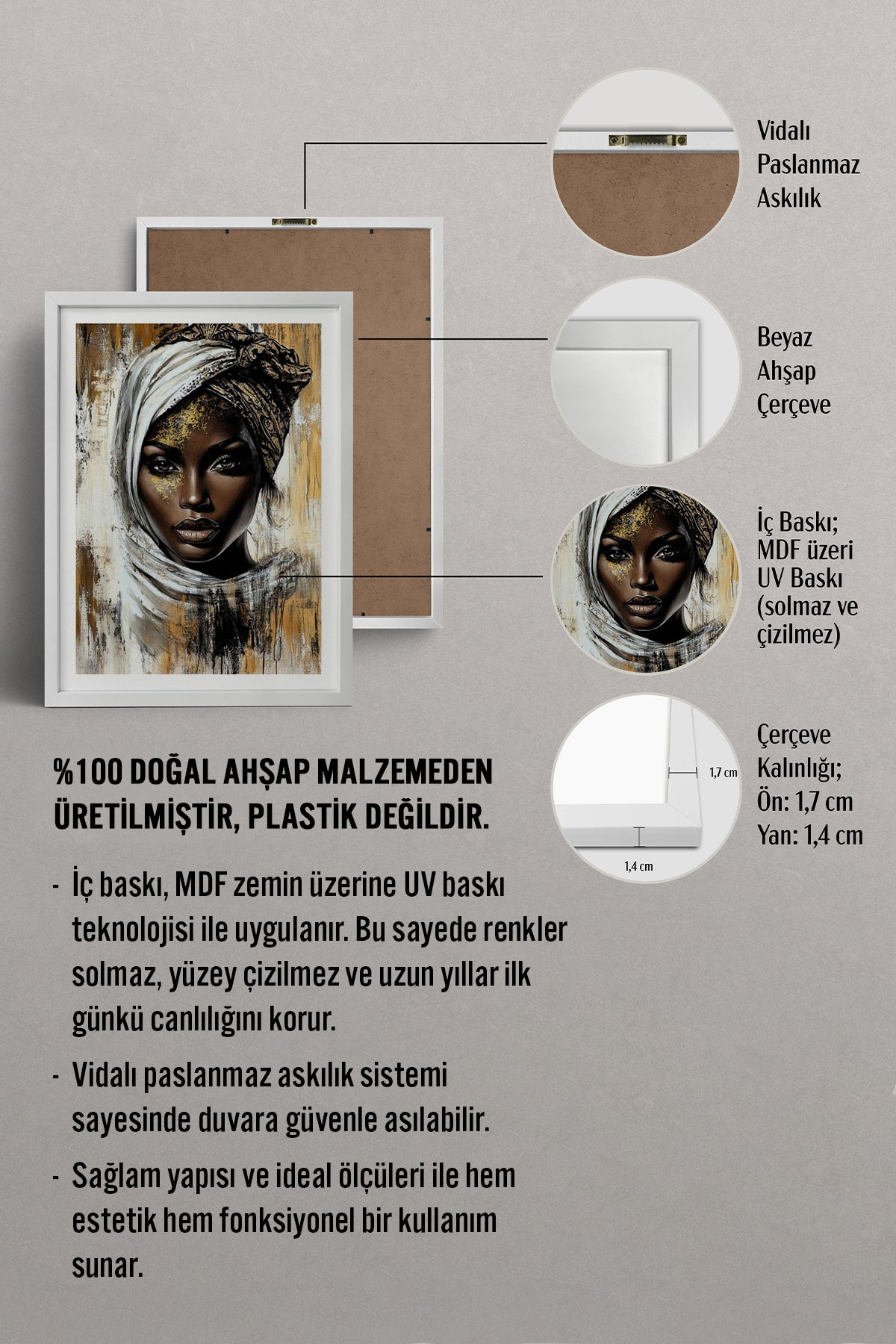 HOMEPACK Ahşap Çerçeveli Tablo Çerçeveli Poster Sanatsal Modern Duvar Dekoru TK-772