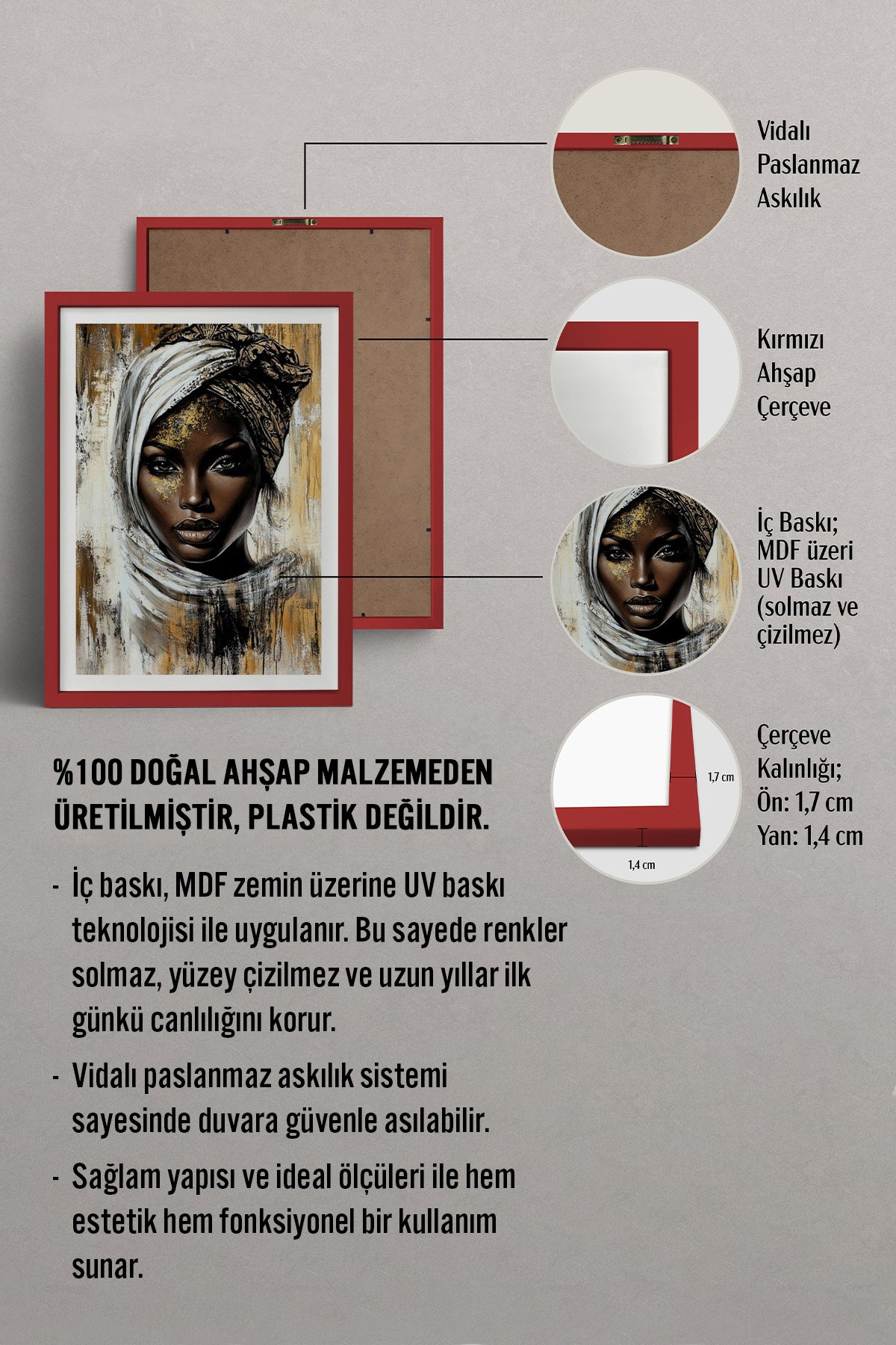 HOMEPACK Ahşap Çerçeveli Tablo Çerçeveli Poster Sanatsal Modern Duvar Dekoru TK-772