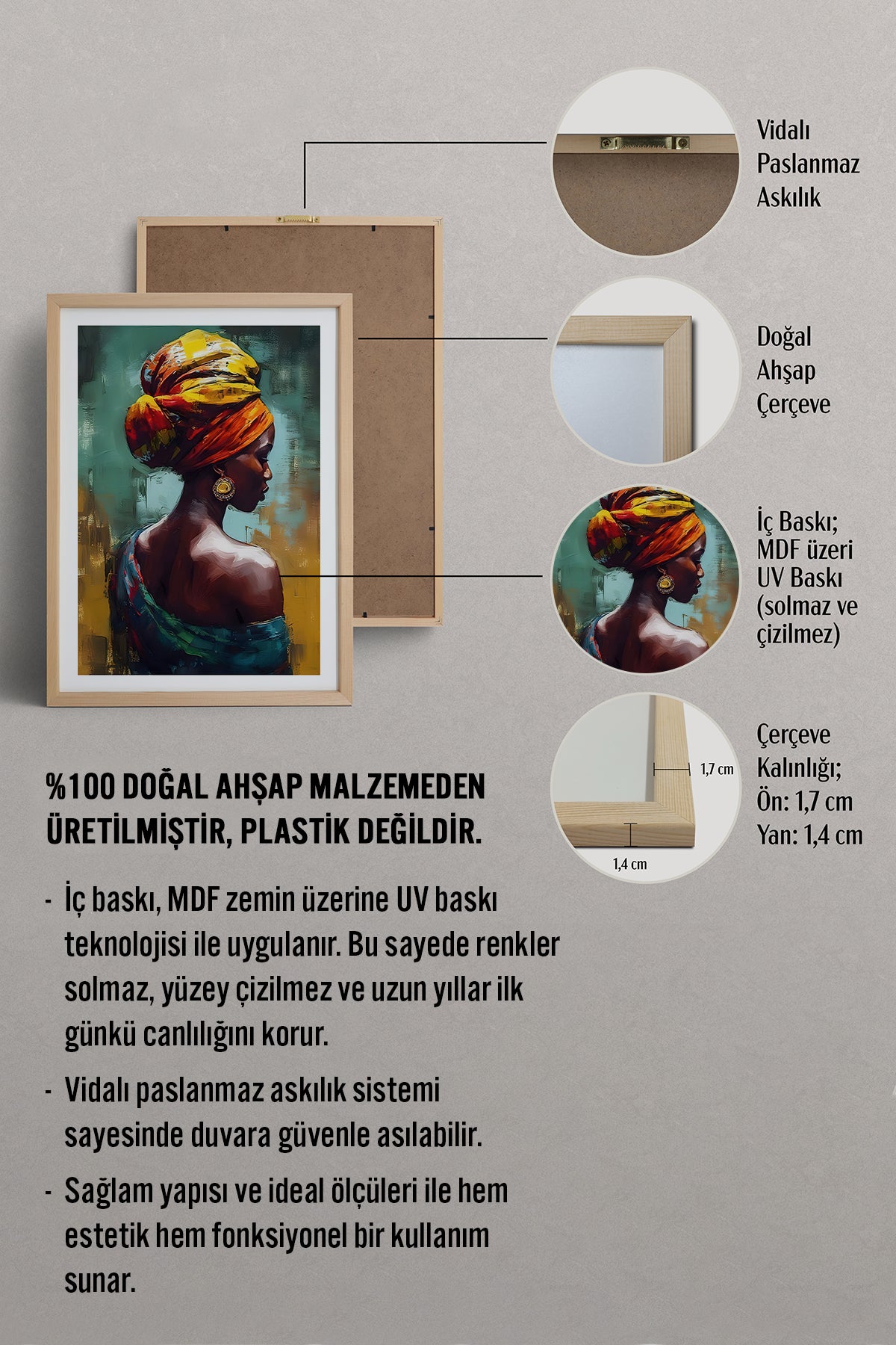HOMEPACK Ahşap Çerçeveli Tablo Çerçeveli Poster Sanatsal Modern Duvar Dekoru TK-773