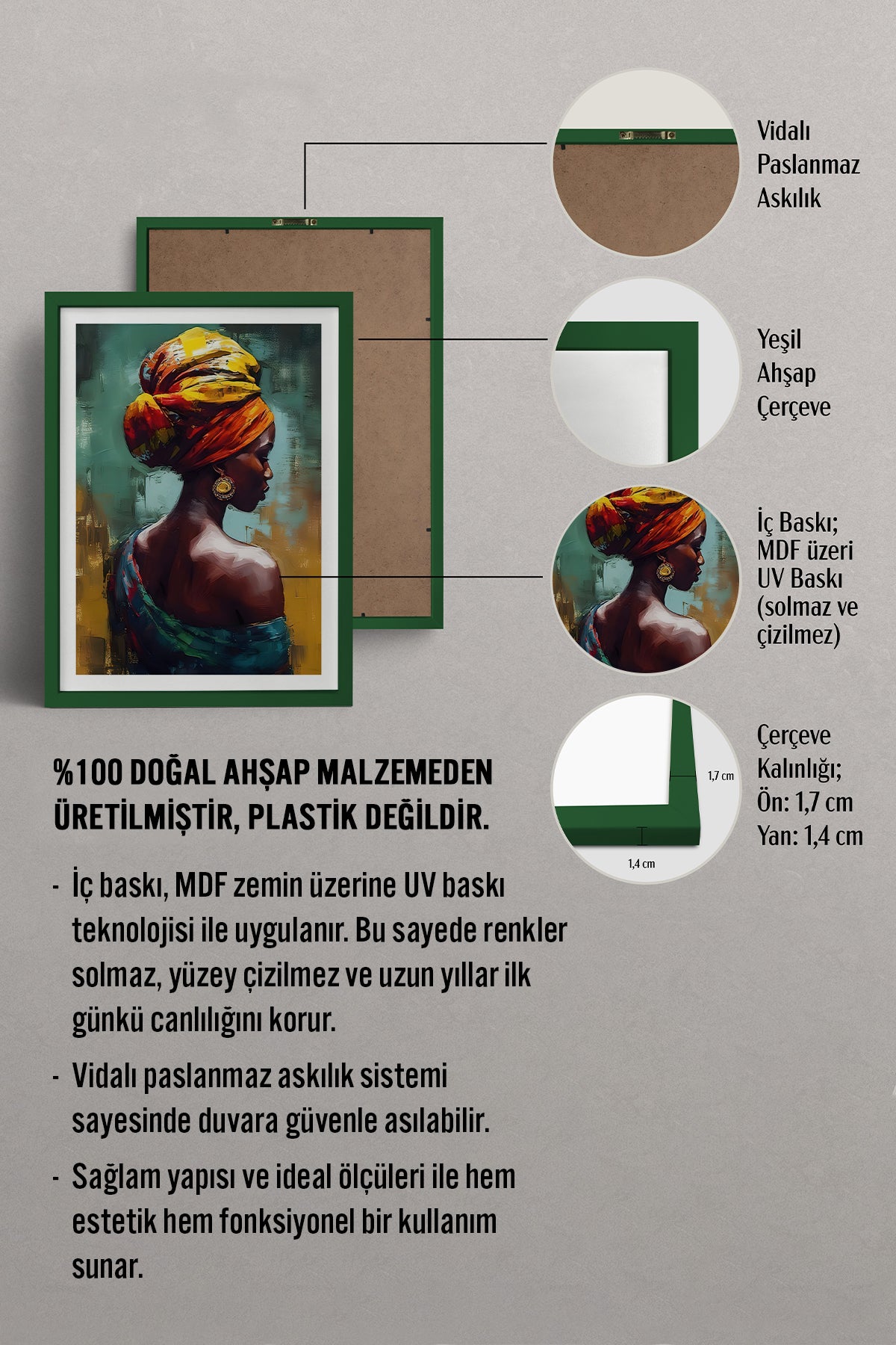 HOMEPACK Ahşap Çerçeveli Tablo Çerçeveli Poster Sanatsal Modern Duvar Dekoru TK-773