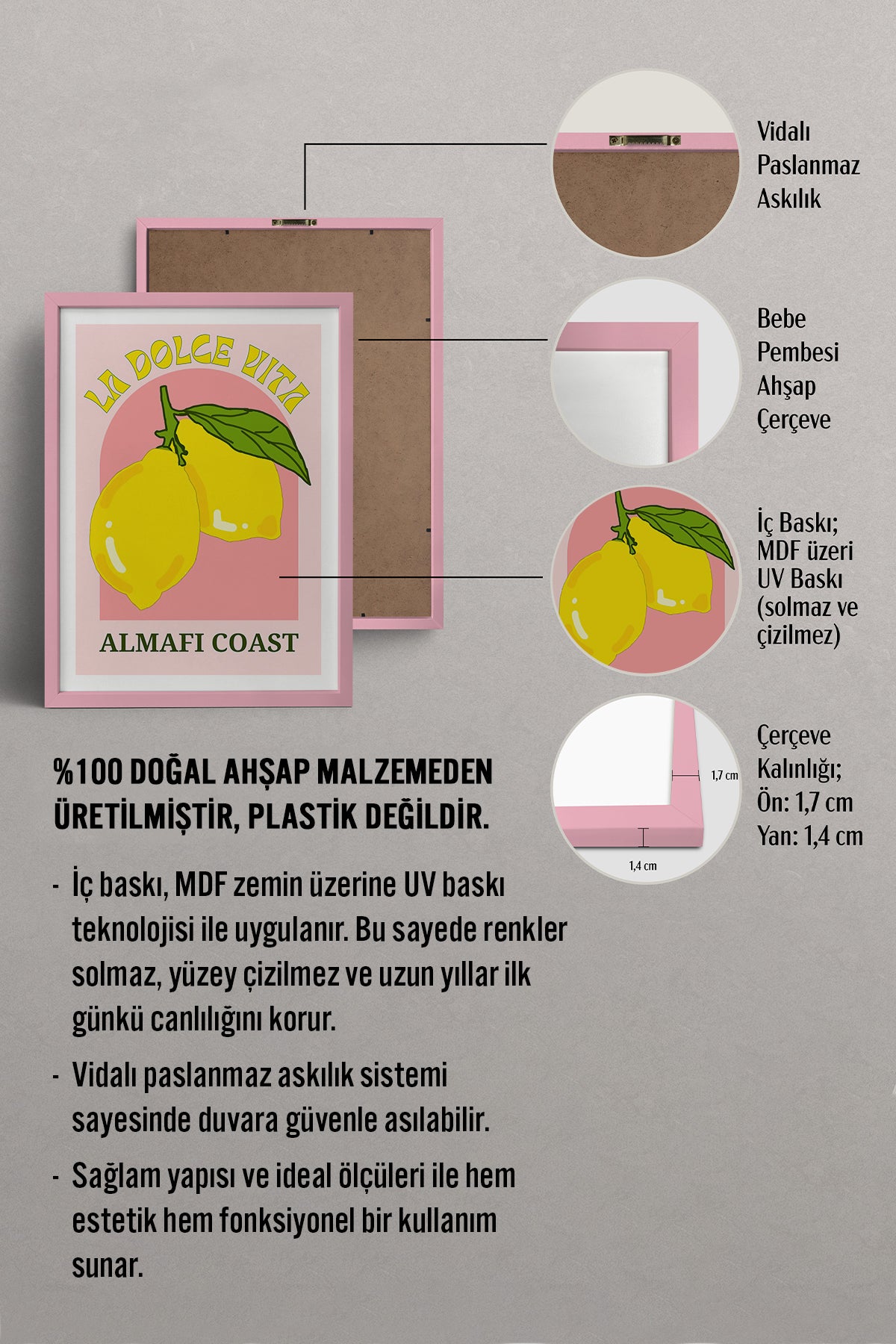 HOMEPACK Ahşap Çerçeveli Tablo Çerçeveli Poster Sanatsal Modern Duvar Dekoru TK-774