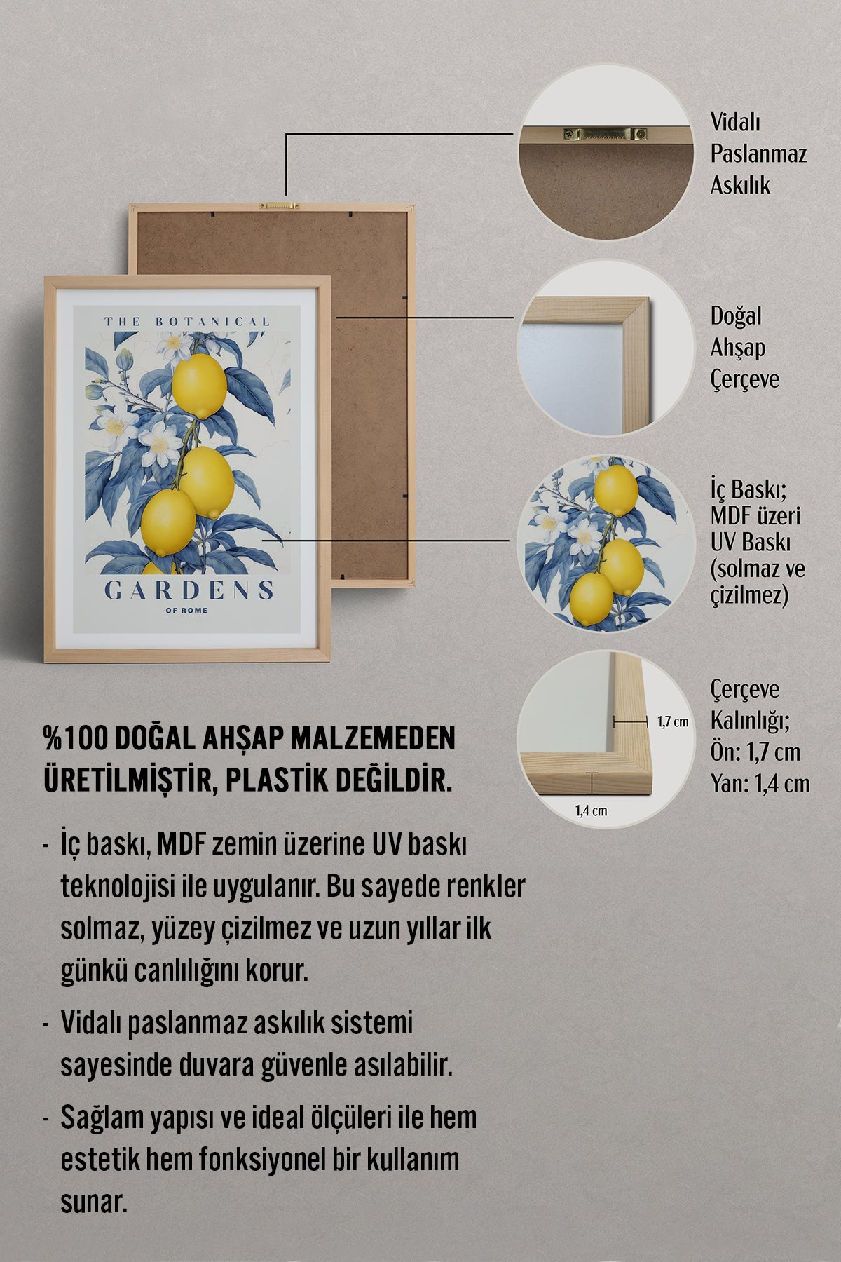 HOMEPACK Ahşap Çerçeveli Tablo Çerçeveli Poster Sanatsal Modern Duvar Dekoru TK-775