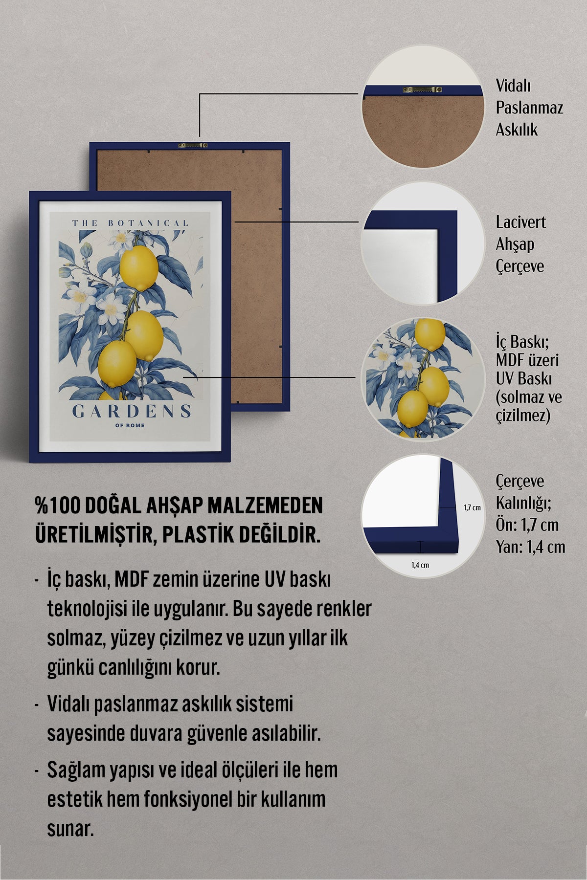 HOMEPACK Ahşap Çerçeveli Tablo Çerçeveli Poster Sanatsal Modern Duvar Dekoru TK-775